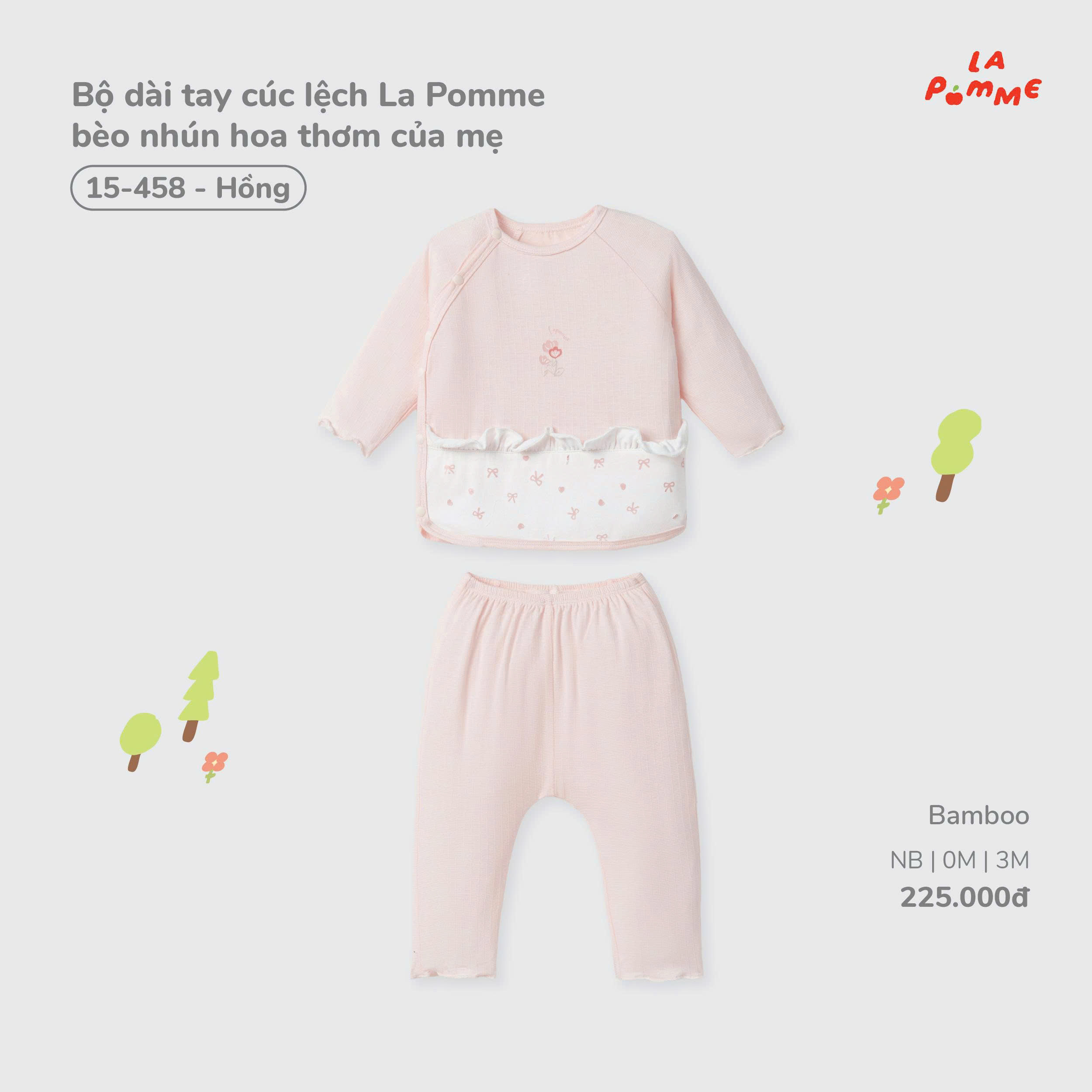 Bộ dài tay cúc lệch La Pomme bèo nhún hoa thơm của mẹ 15458