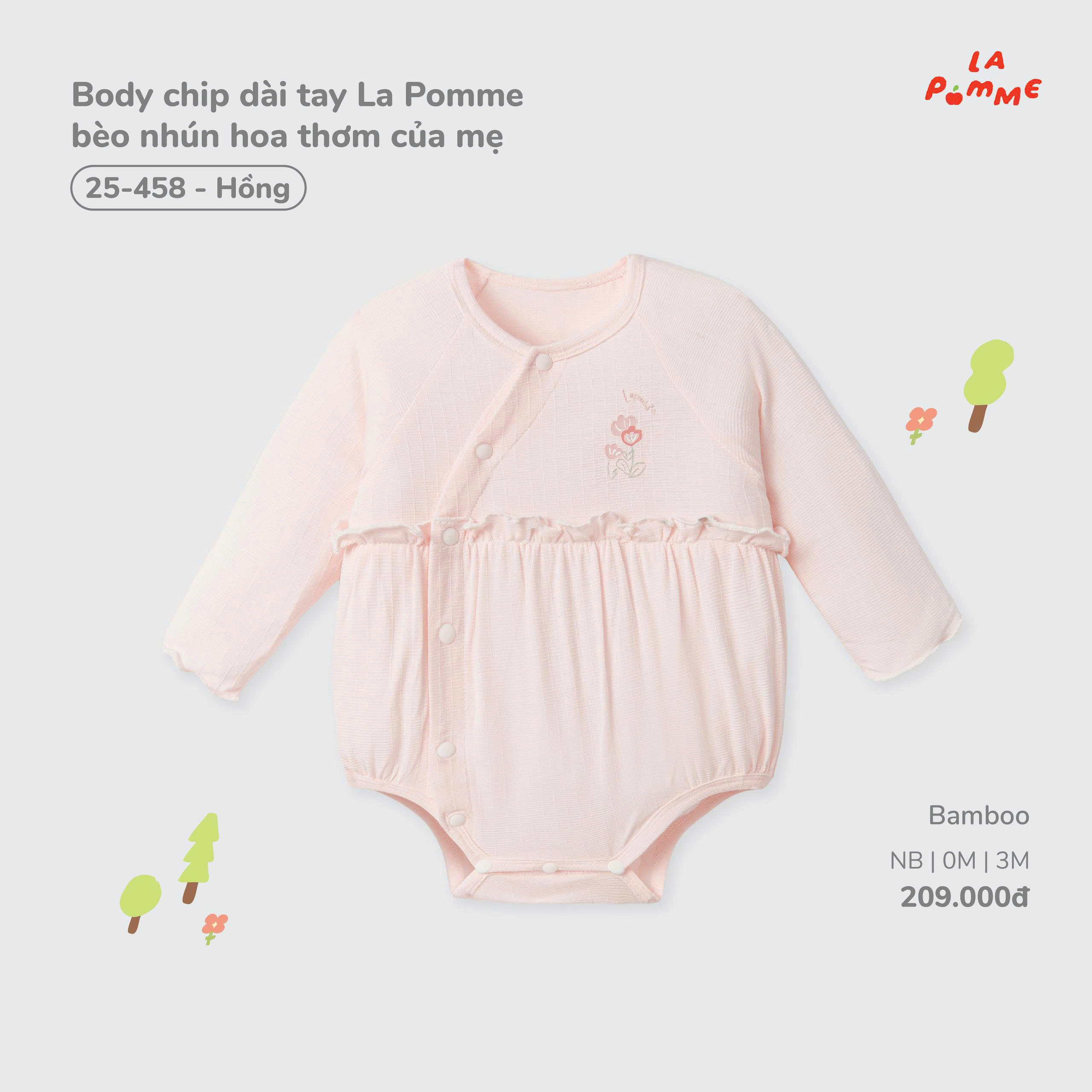 Body chip dài tay La Pomme bèo nhún hoa thơm của mẹ 25458