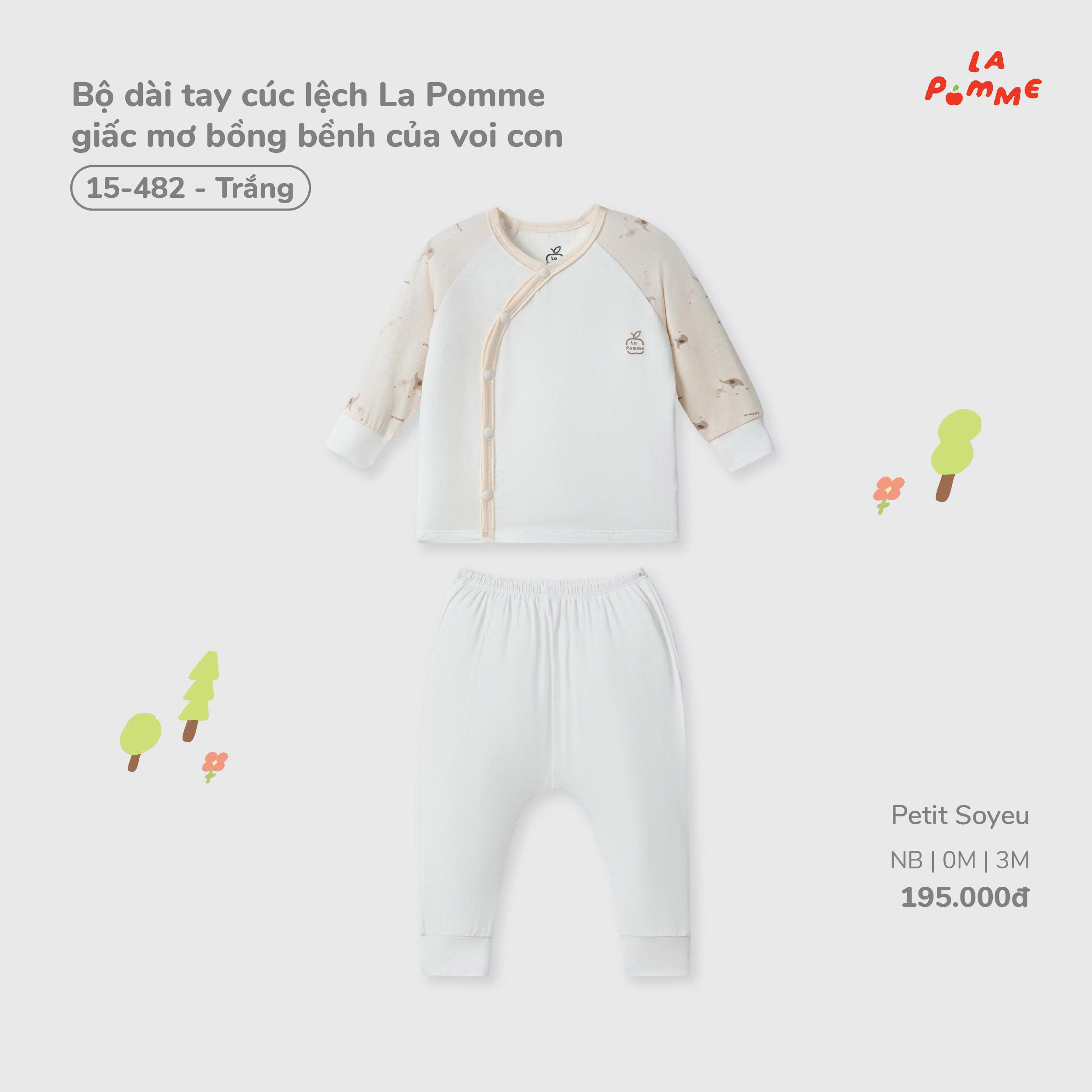 Bộ dài tay cúc lệch La Pomme giấc mơ bồng bềnh của voi con 15482