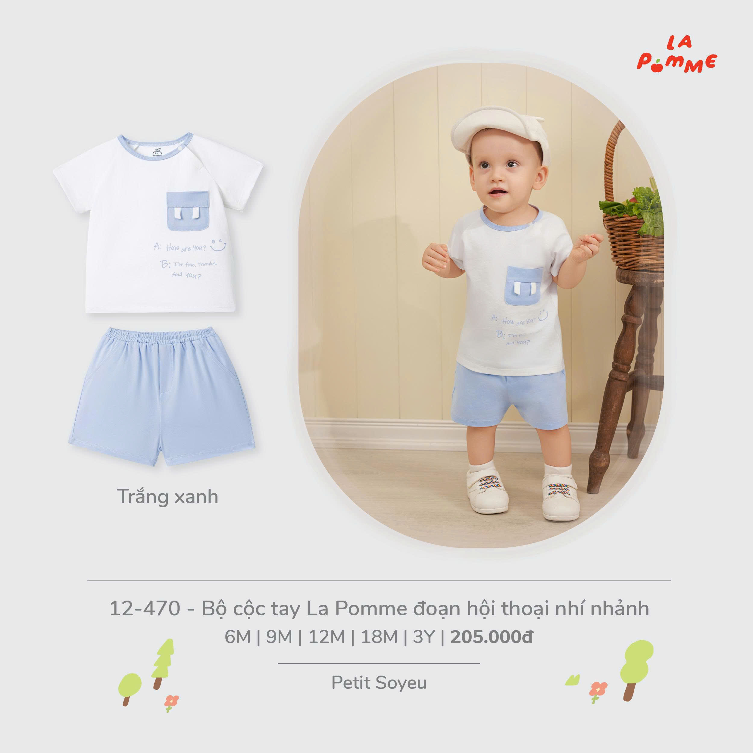 Bộ cộc tay La Pomme đoạn hội thoại nhí nhảnh 12470