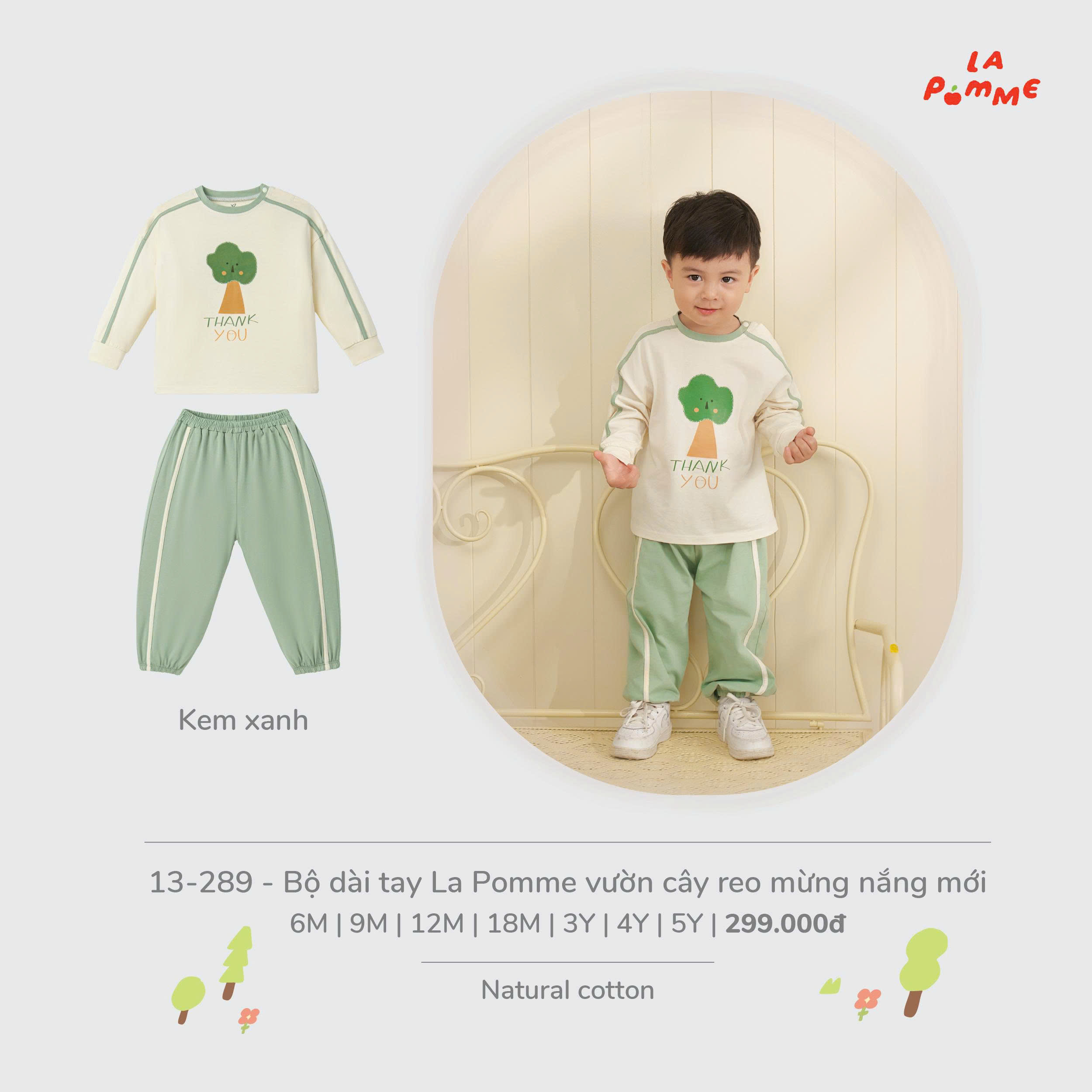 Bộ dài tay La Pomme vườn cây reo mừng nắng mới 13289