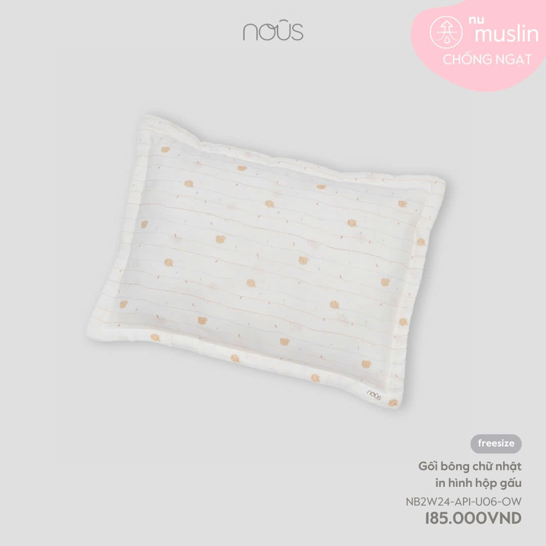 Gối Bông Chữ Nhật In Hình Gấu NU1999