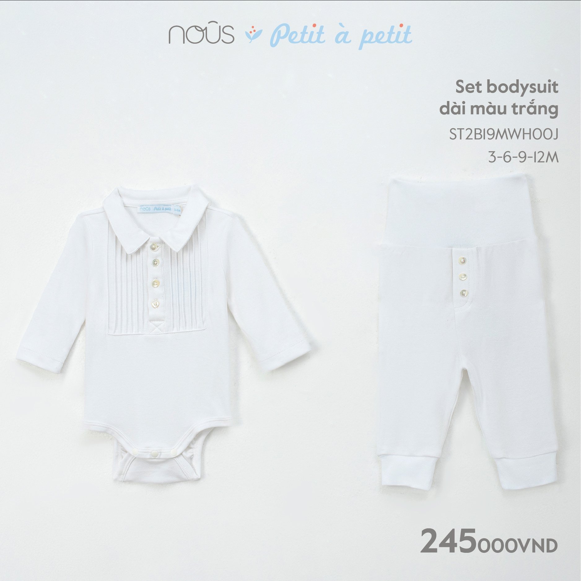 Set Bodysuit Dài Màu Trắng NU0703
