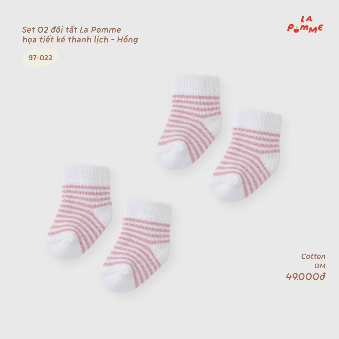 Set 02 đôi tất La Pomme họa tiết kẻ thanh lịch