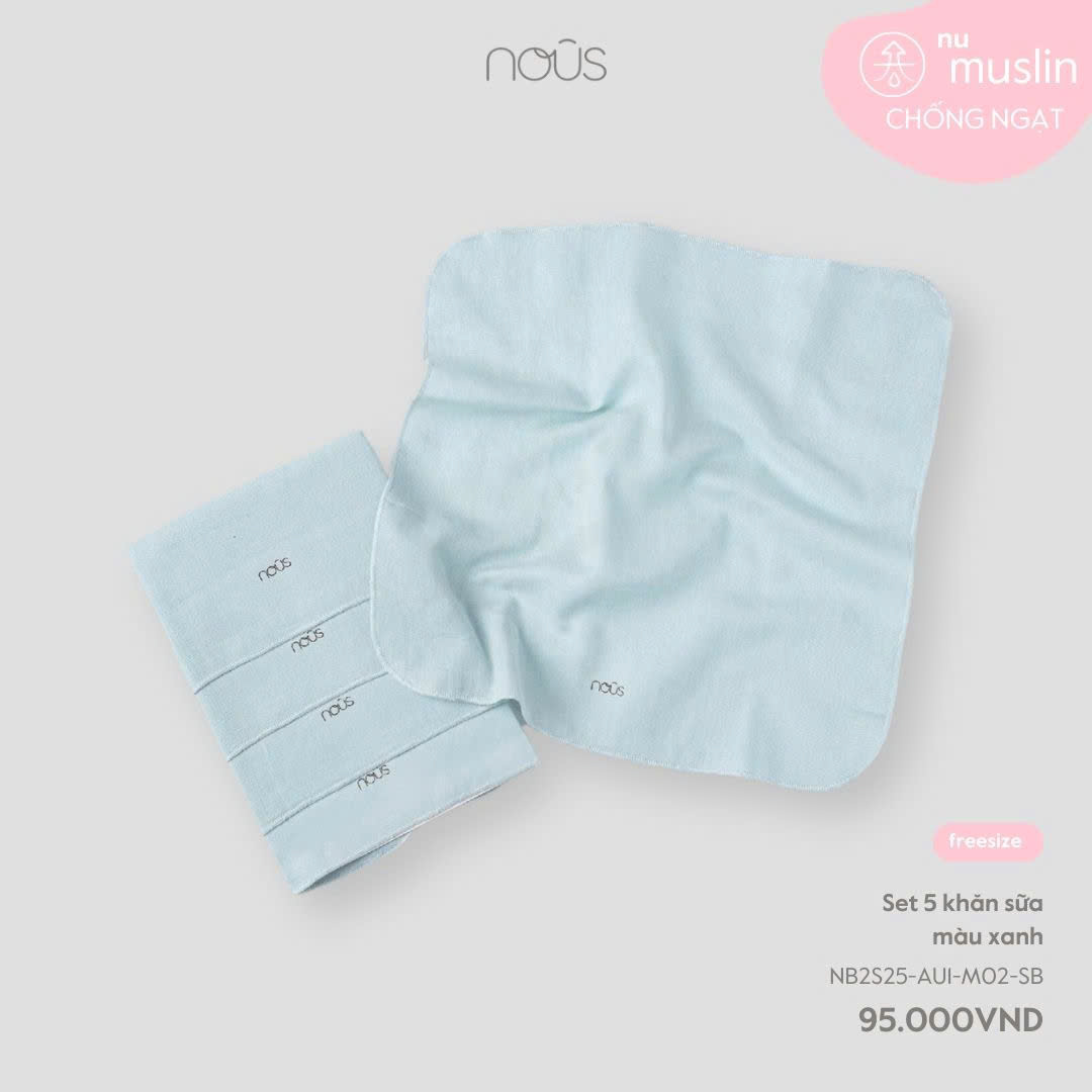 Set 5 khăn sữa màu xanh