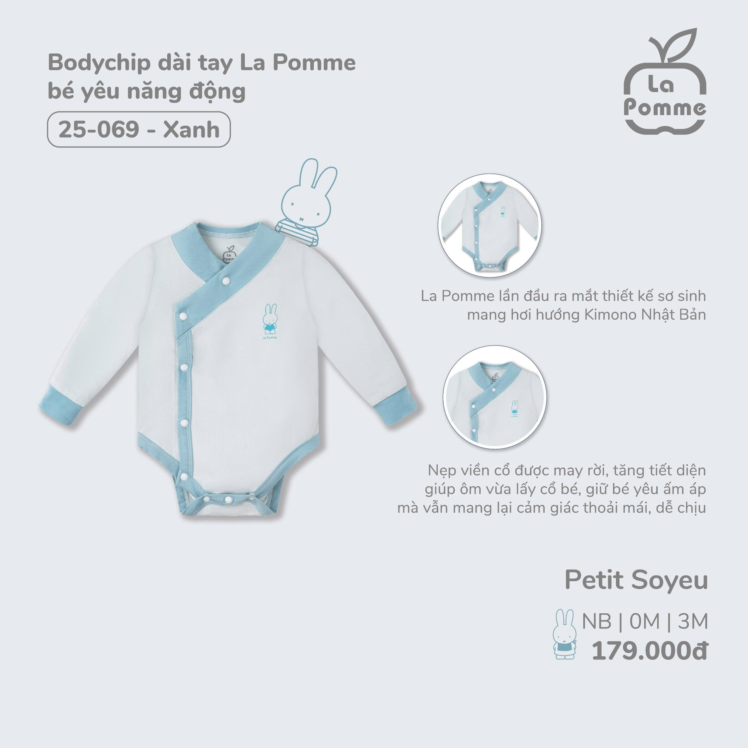 Bodychip dài tay La Pomme bé yêu năng động