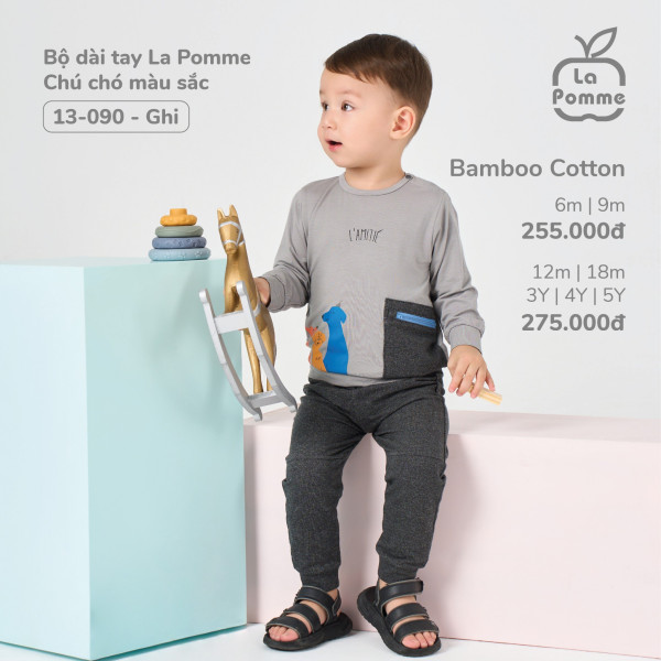 Bộ Dài Tay La Pomme Chú Chó Màu Sắc LA0657