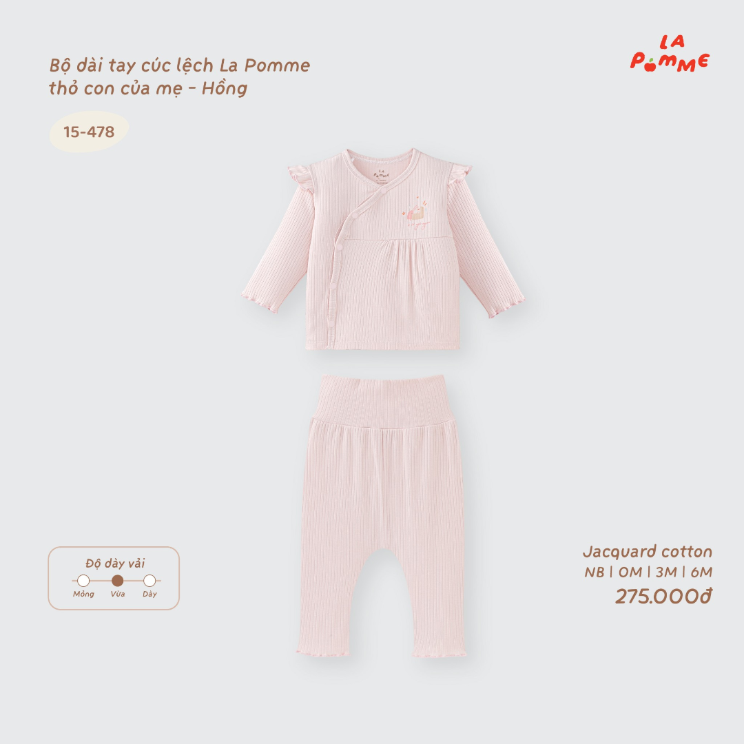 Bộ dài tay cúc lệch La Pomme thỏ con của mẹ