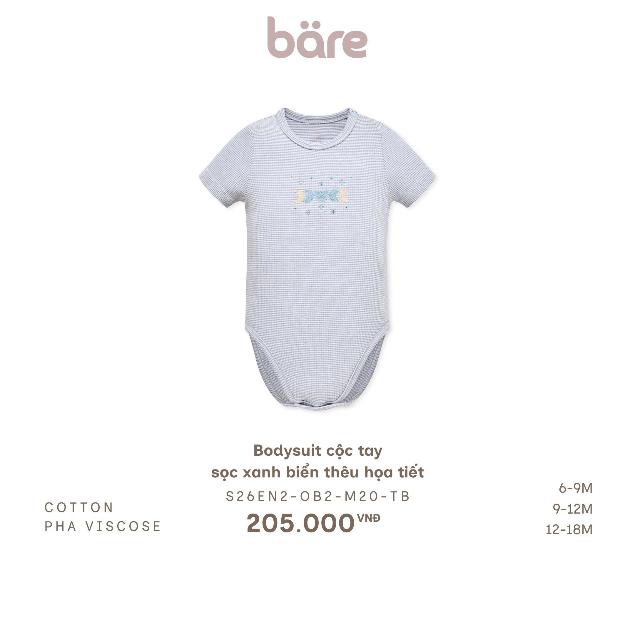 Bodysuit cộc tay sọc xanh biển thêu họa tiết