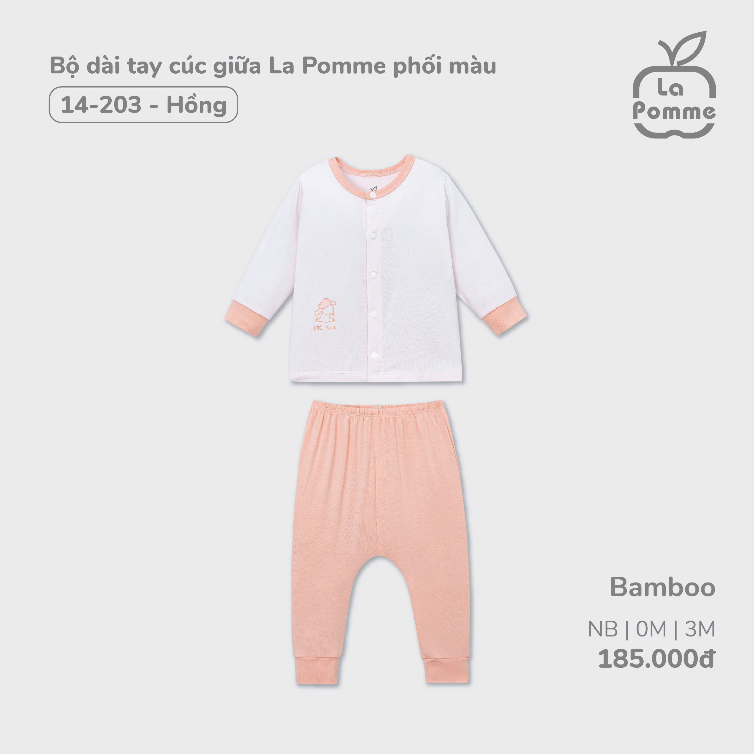 Bộ dài tay cúc giữa La Pomme phối màu