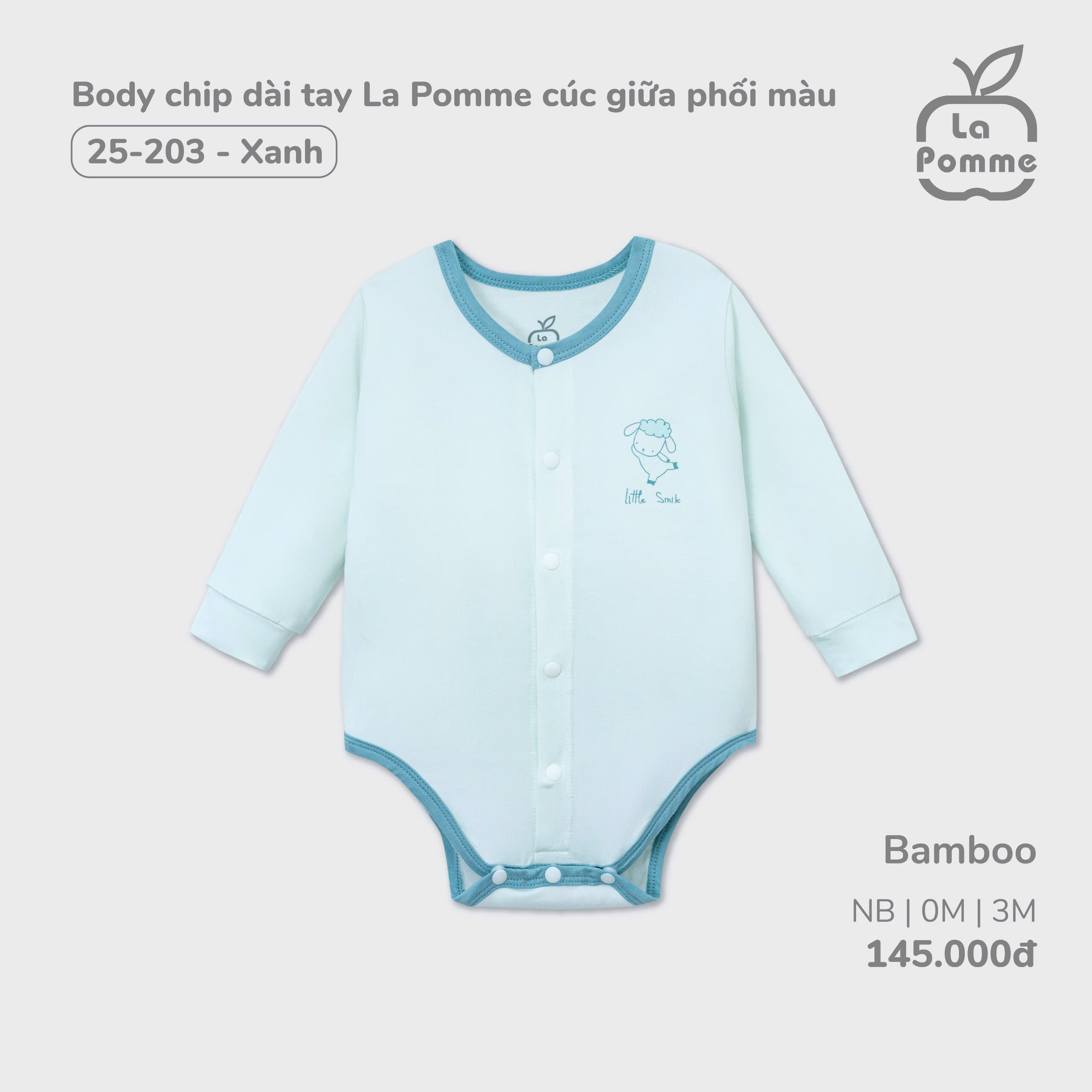 Body chip dài tay La Pomme cúc giữa phối màu