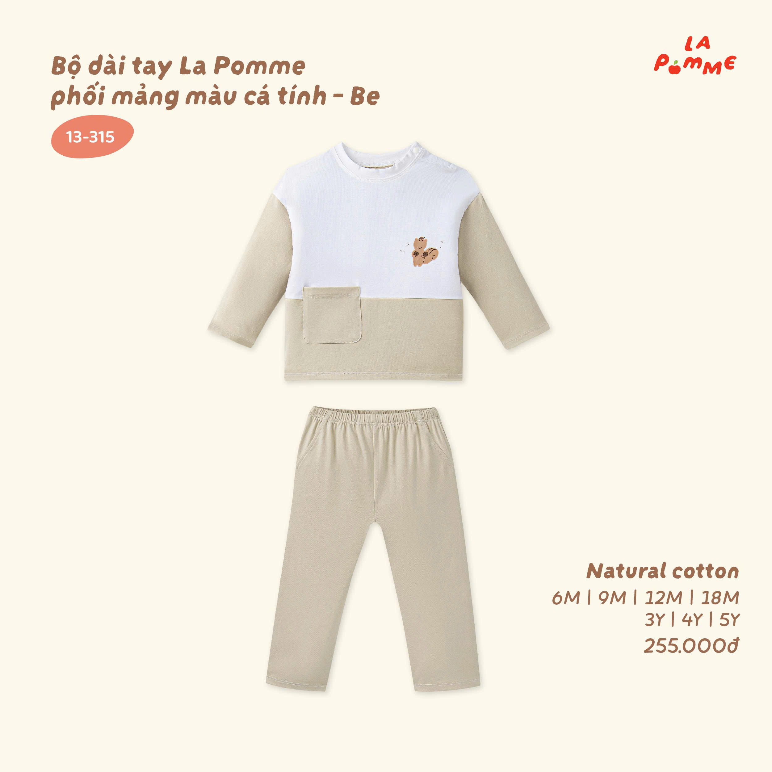 Bộ dài tay La Pomme phối mảng màu cá tính