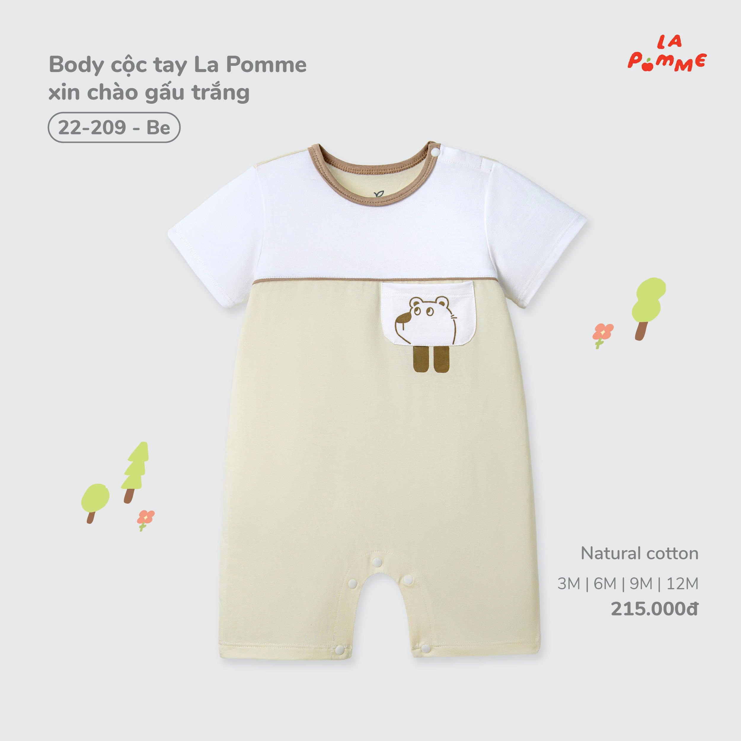 Body cộc tay La Pomme xin chào gấu trắng 22209