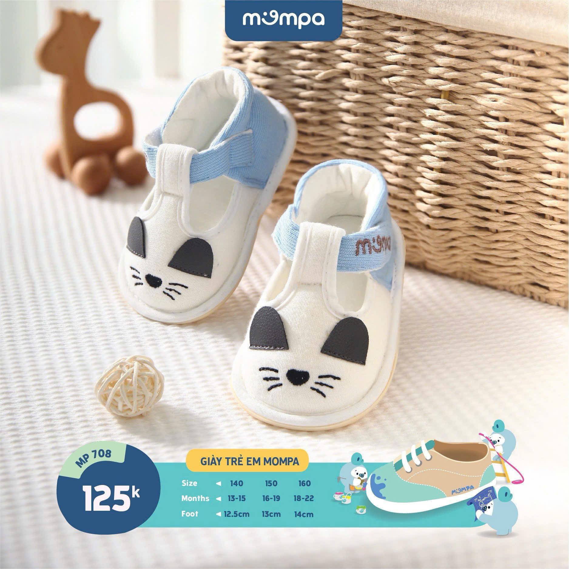 Giày trẻ em hoạ tiết Mompa MP708