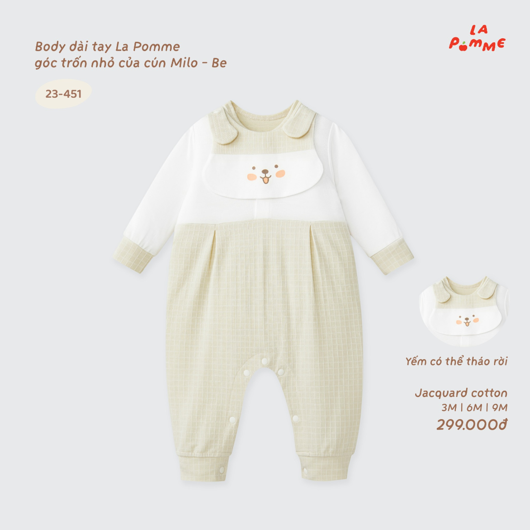 Body dài tay La Pomme góc trốn nhỏ của cún Milo