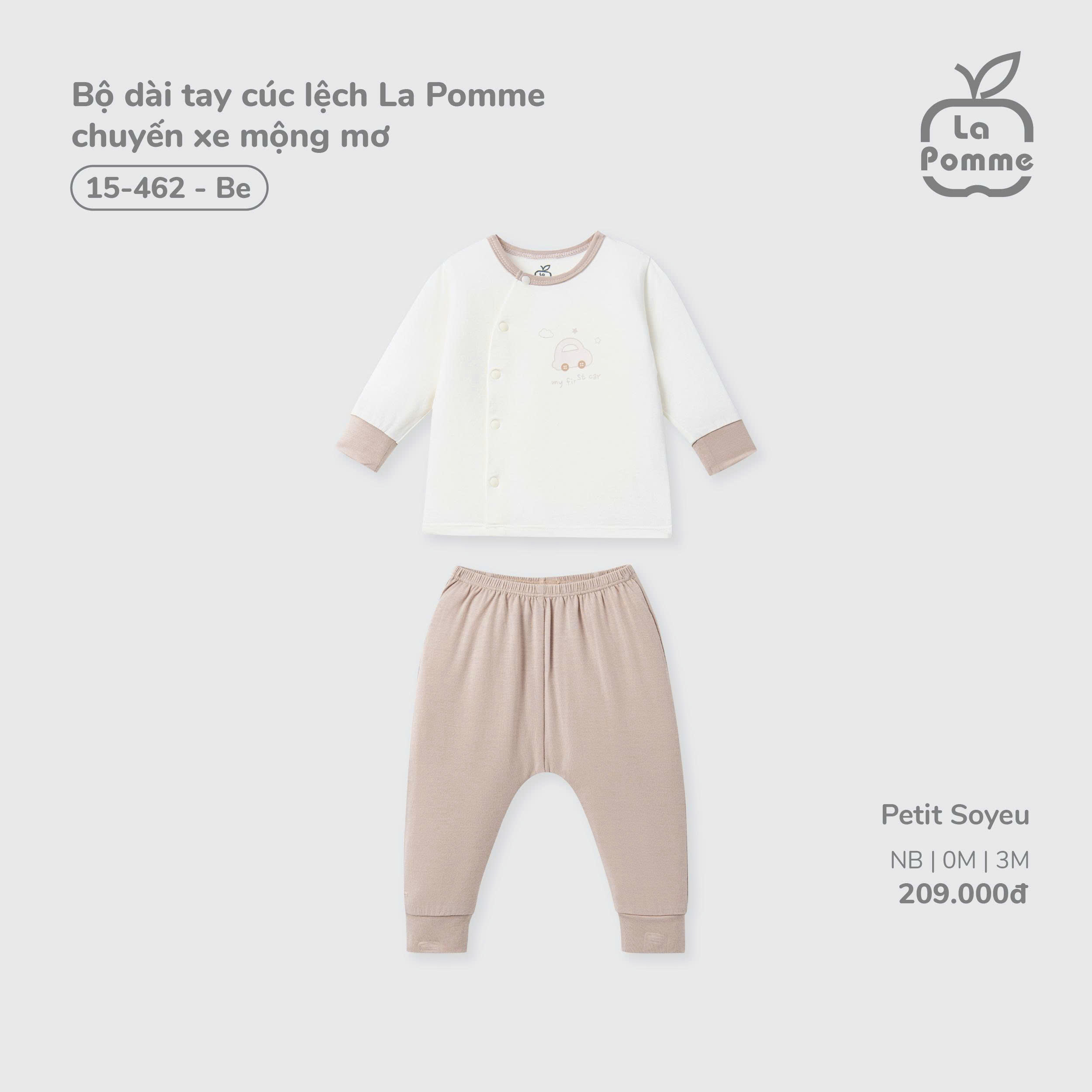 Bộ dài tay cúc lệch La Pomme chuyến xe mộng mơ