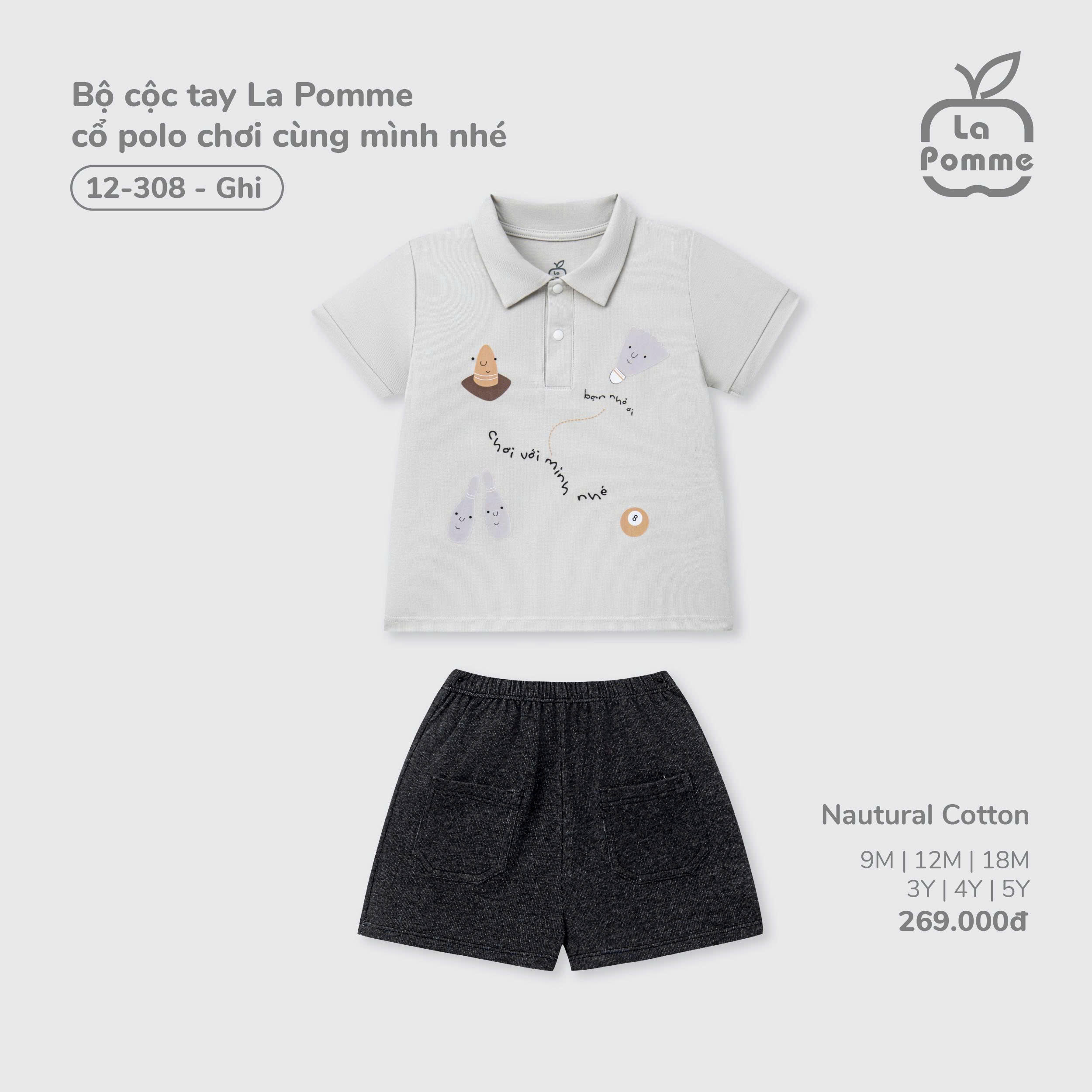Bộ cộc tay La Pomme cổ polo chơi cùng mình nhé