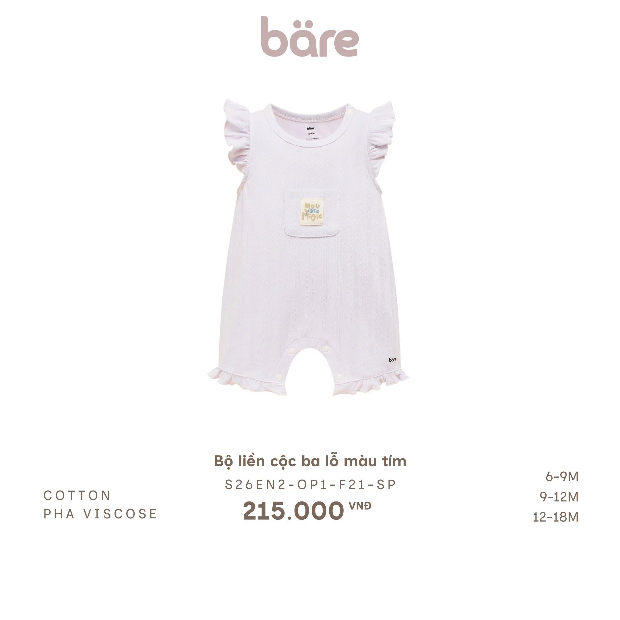 Bộ liền cộc ba lỗ màu tím