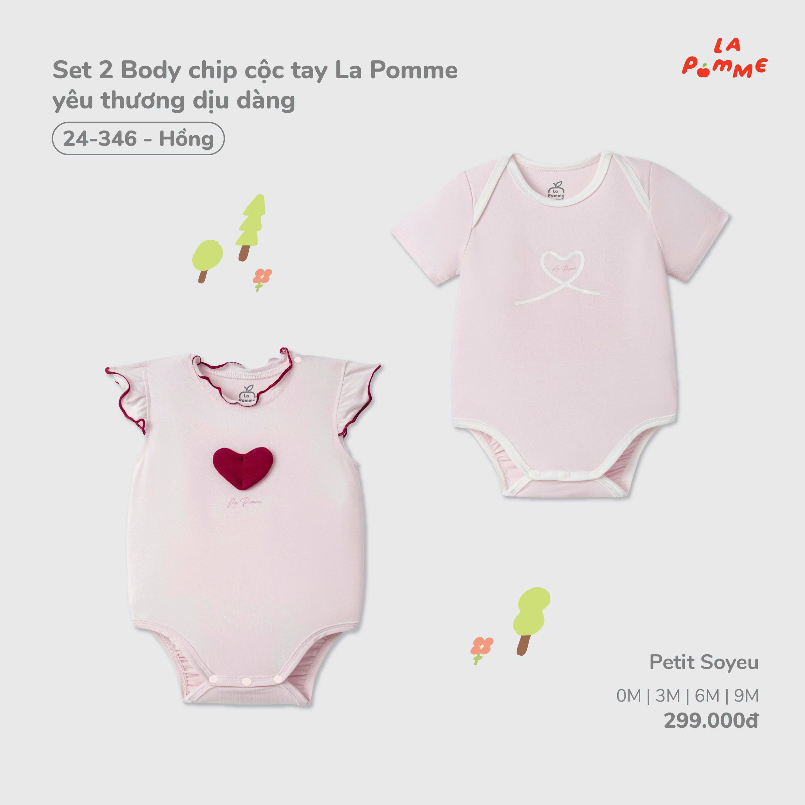 Set 2 Body chip cộc tay La Pomme yêu thương dịu dàng 24346