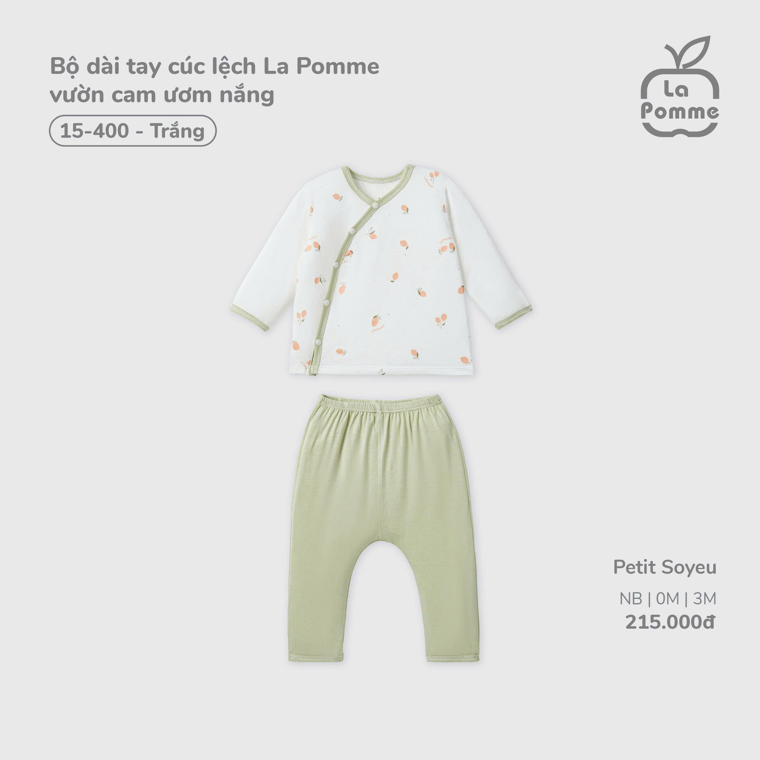 Bộ dài tay cúc lệch La Pomme vườn cam ươm nắng