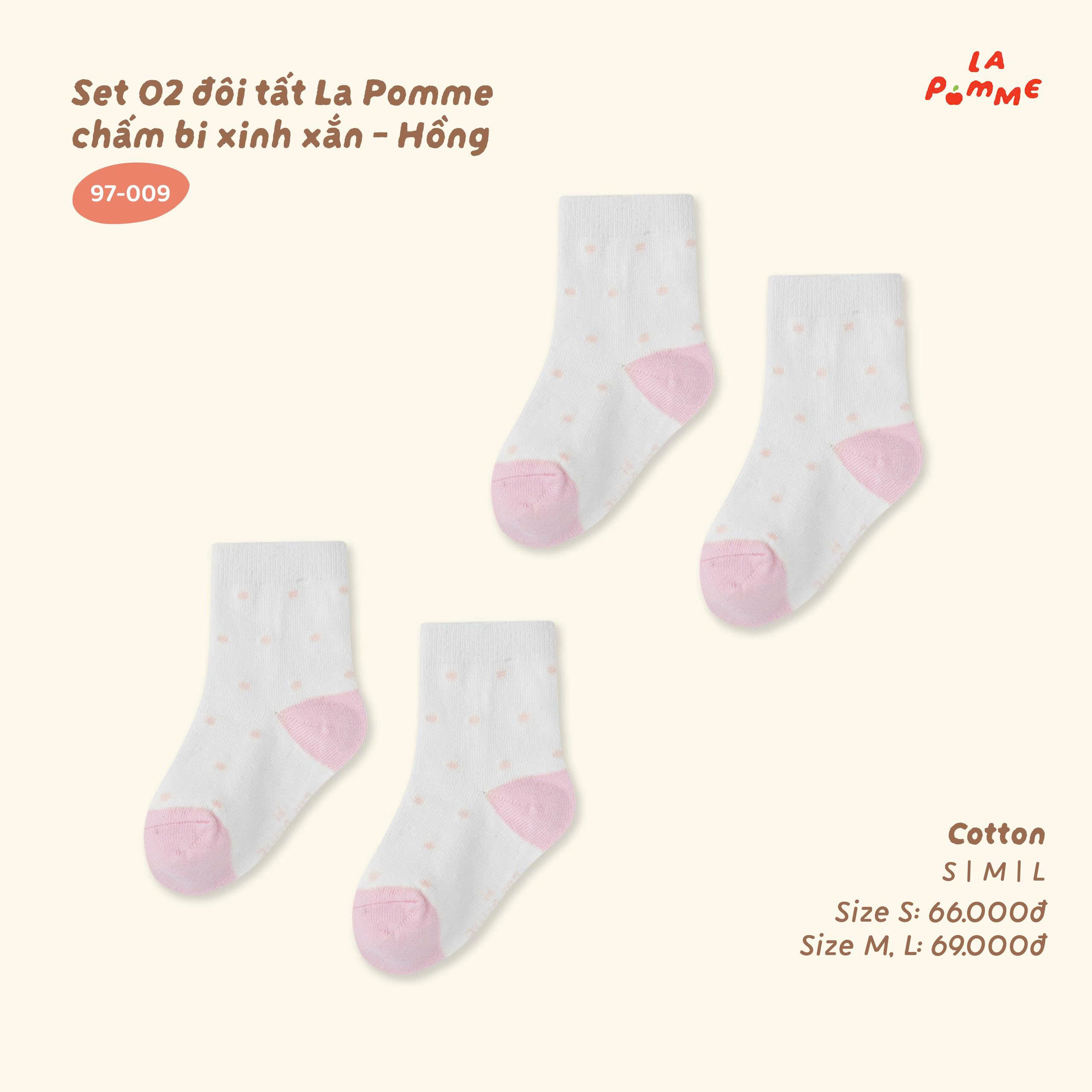 Set 02 đôi tất La Pomme chấm bi xinh xắn