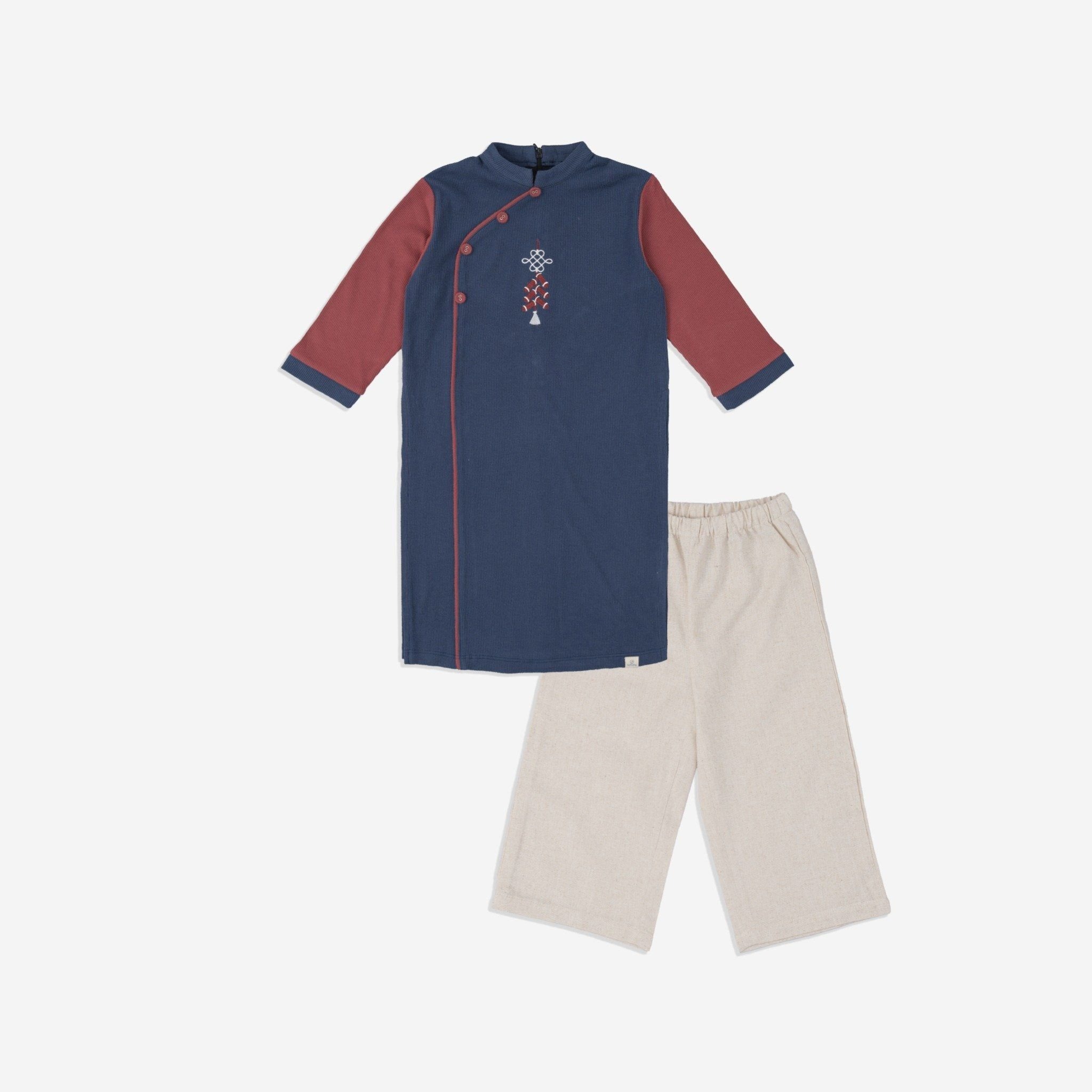 Áo dài nhung bé trai BCT313200