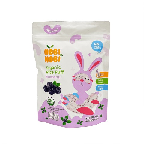 Thực phẩm bổ sung bánh gạo ăn dặm hữu cơ cho bé Nobi Nobi vị việt quất 40g (Từ 6 tháng tuổi)