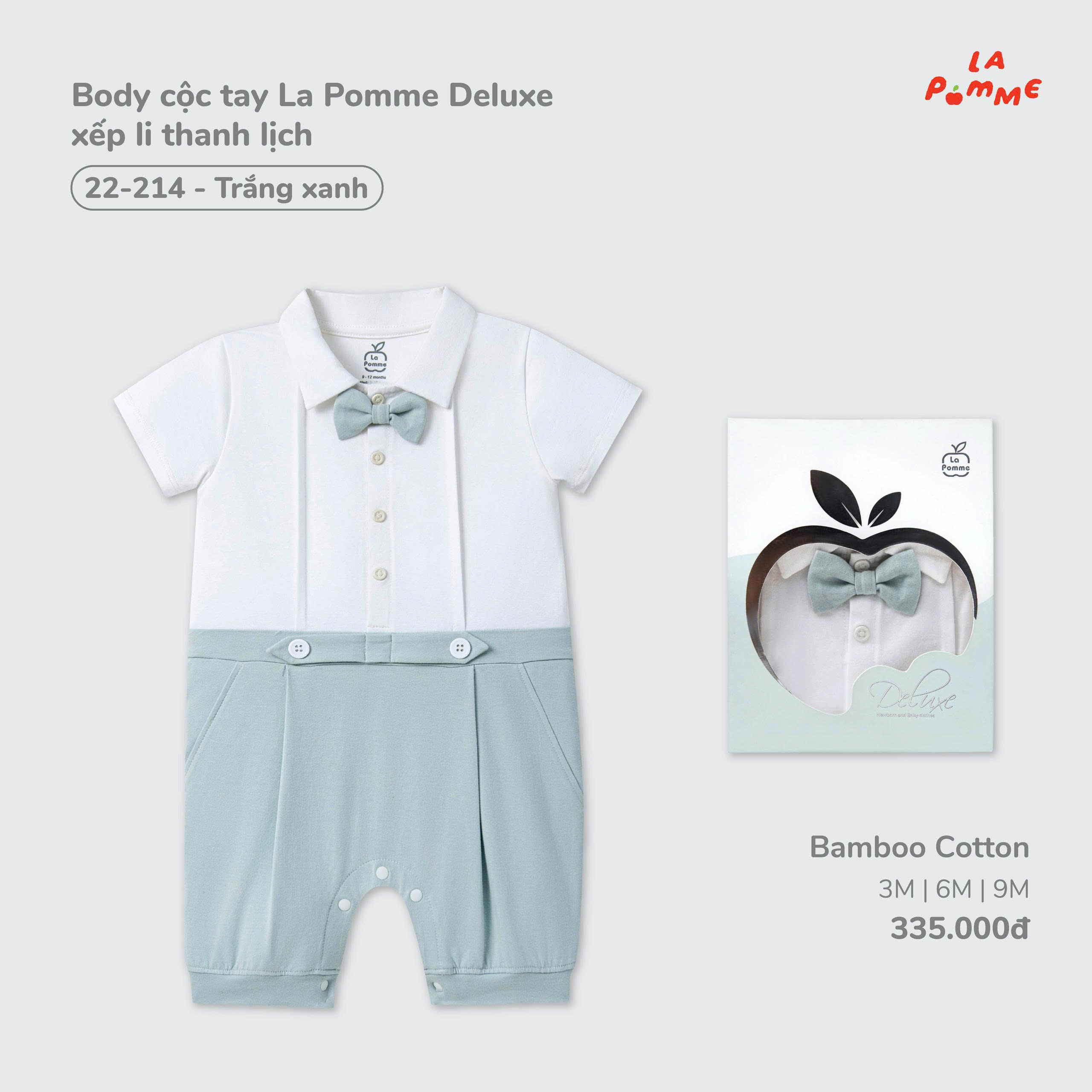 Body cộc tay La Pomme Deluxe xếp li thanh lịch 22214