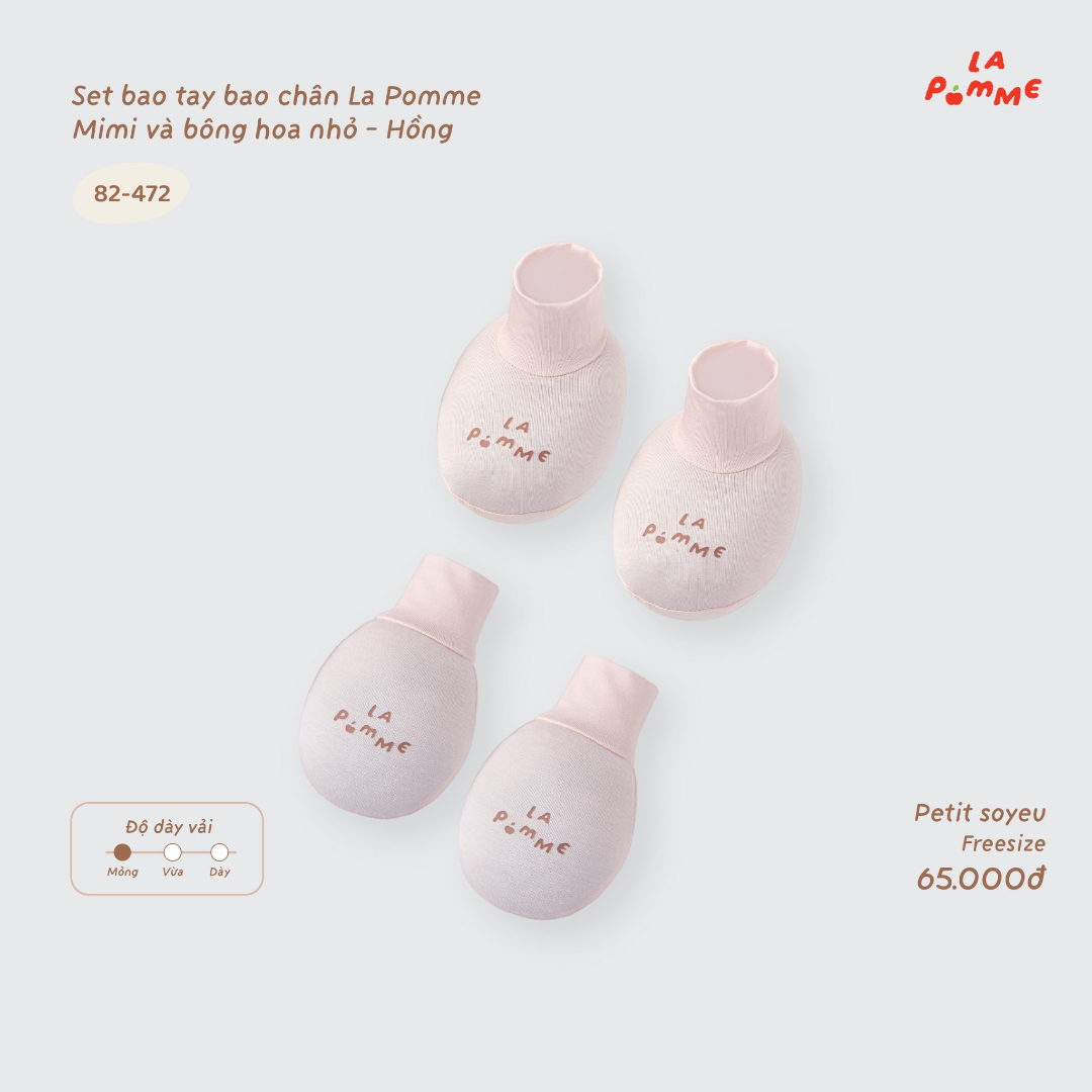 Set bao tay bao chân La Pomme Mimi và bông hoa nhỏ