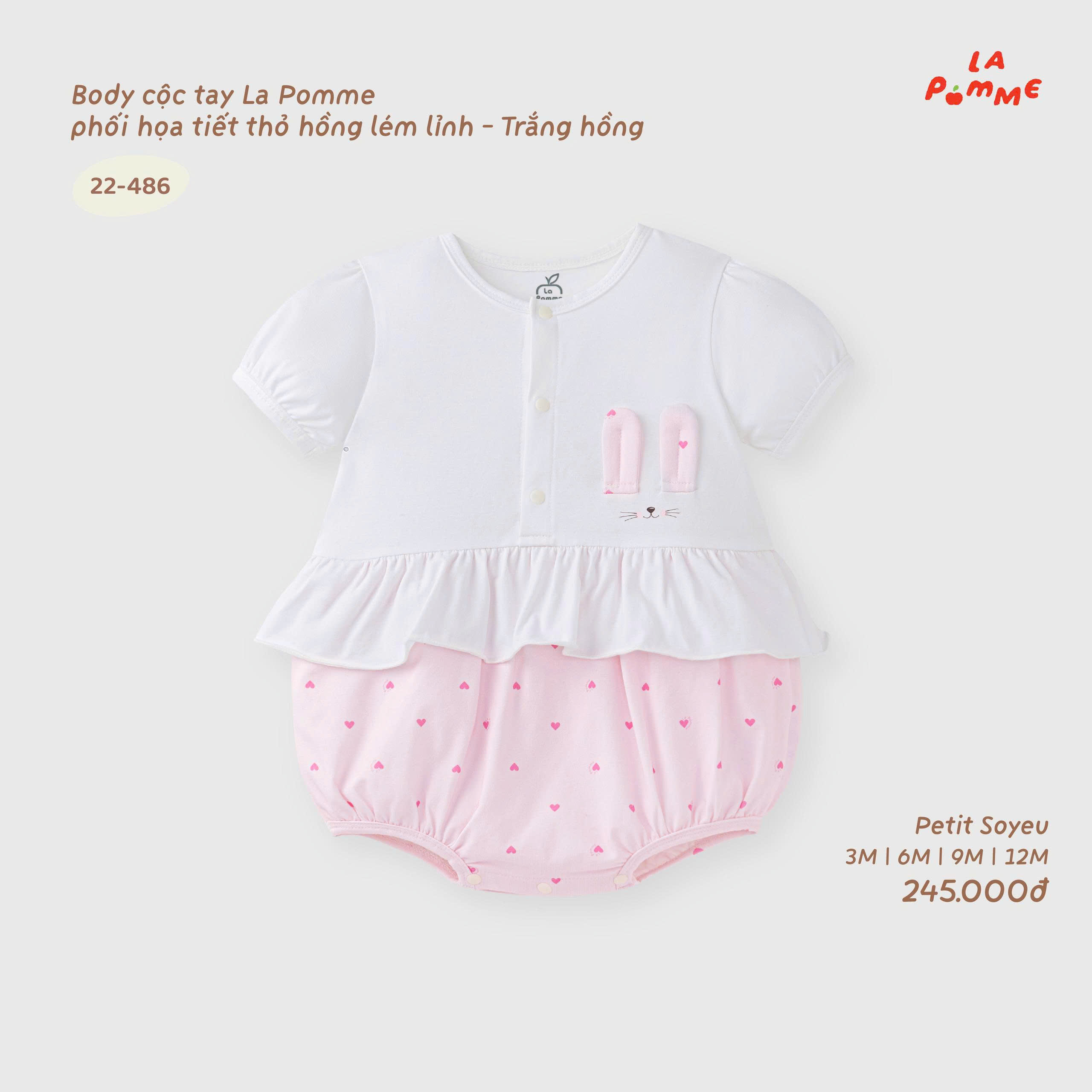 Body cộc tay La Pomme phối họa tiết thỏ hồng lém lỉnh 22486