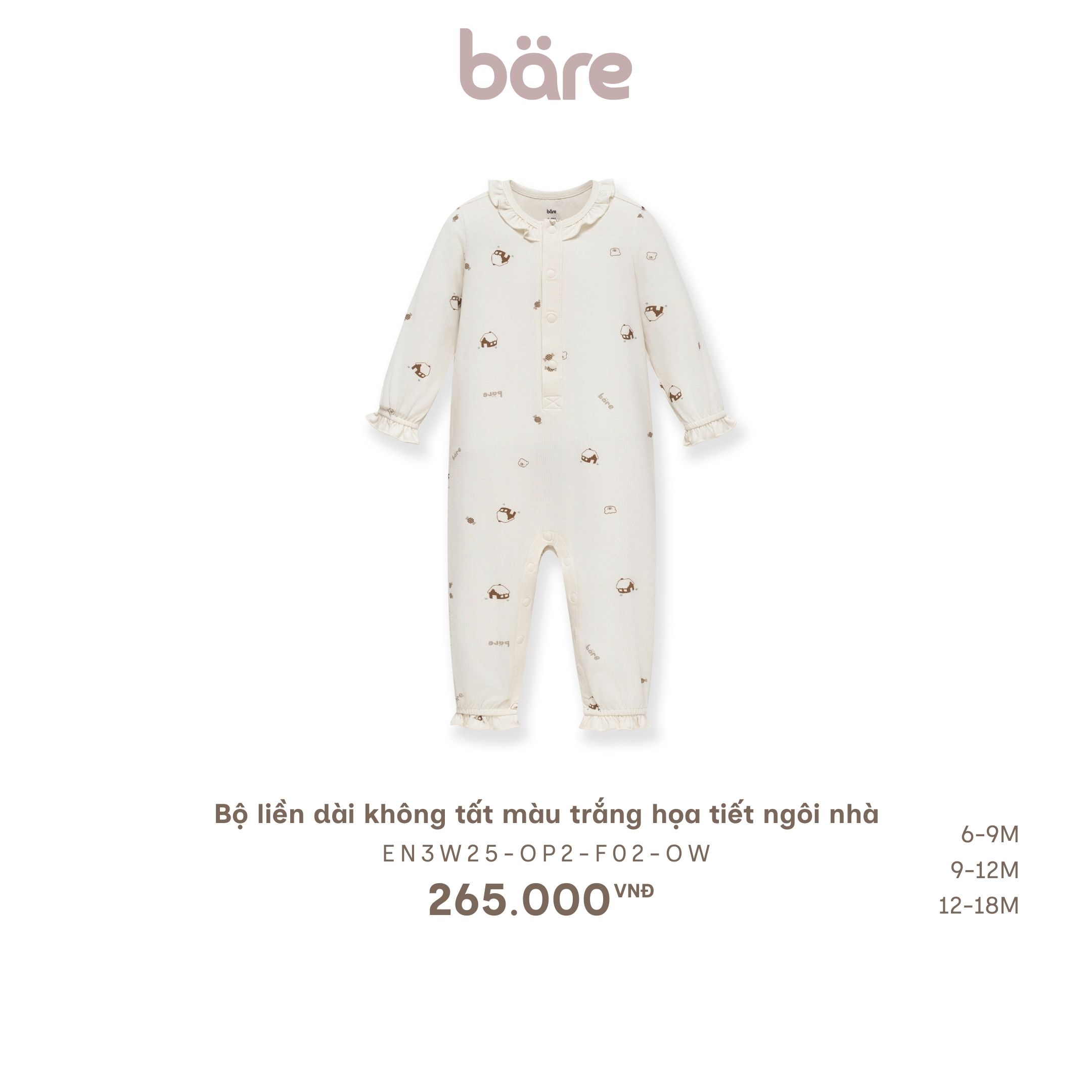 Bộ liền dài không tất màu trắng họa tiết ngôi nhà