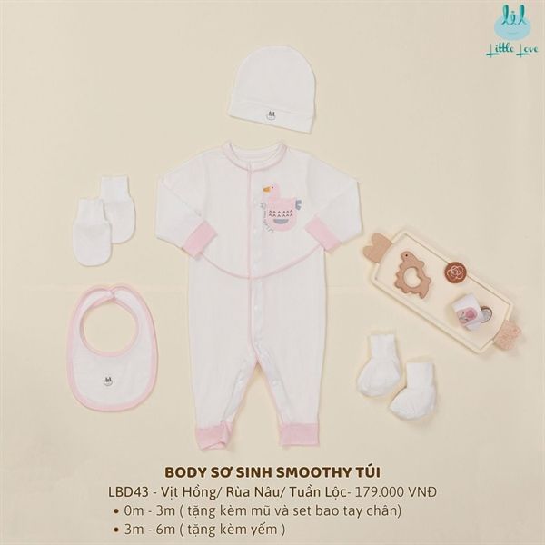 Body sơ sinh smoothy túi con vịt hồng - LBD43