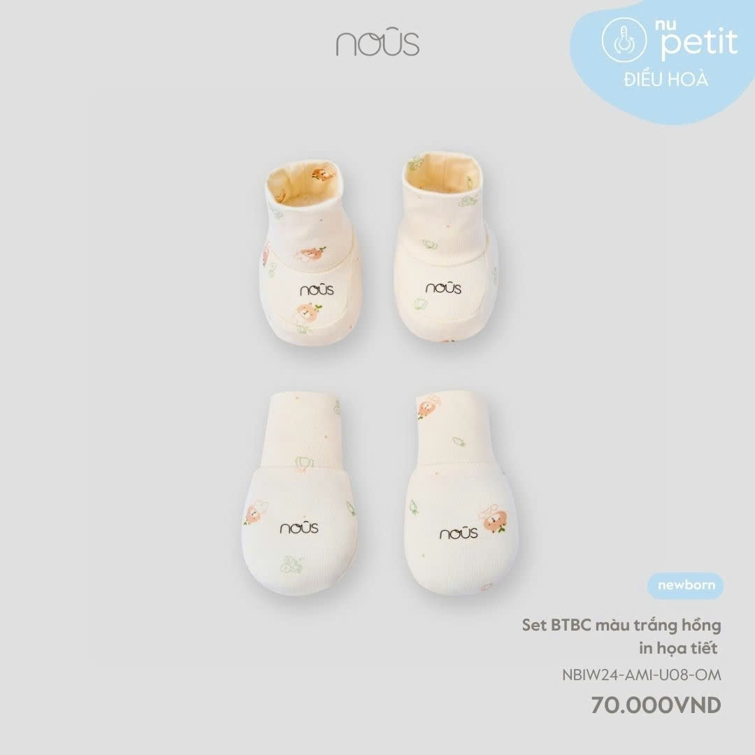 Set BTBC màu trắng hồng in họa tiết