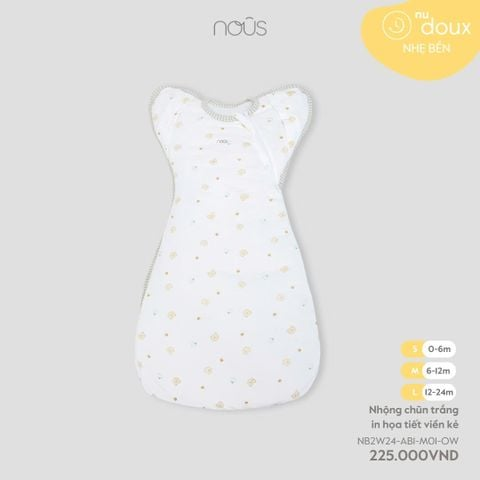 Túi ngủ trắng in họa tiết viền kẻ