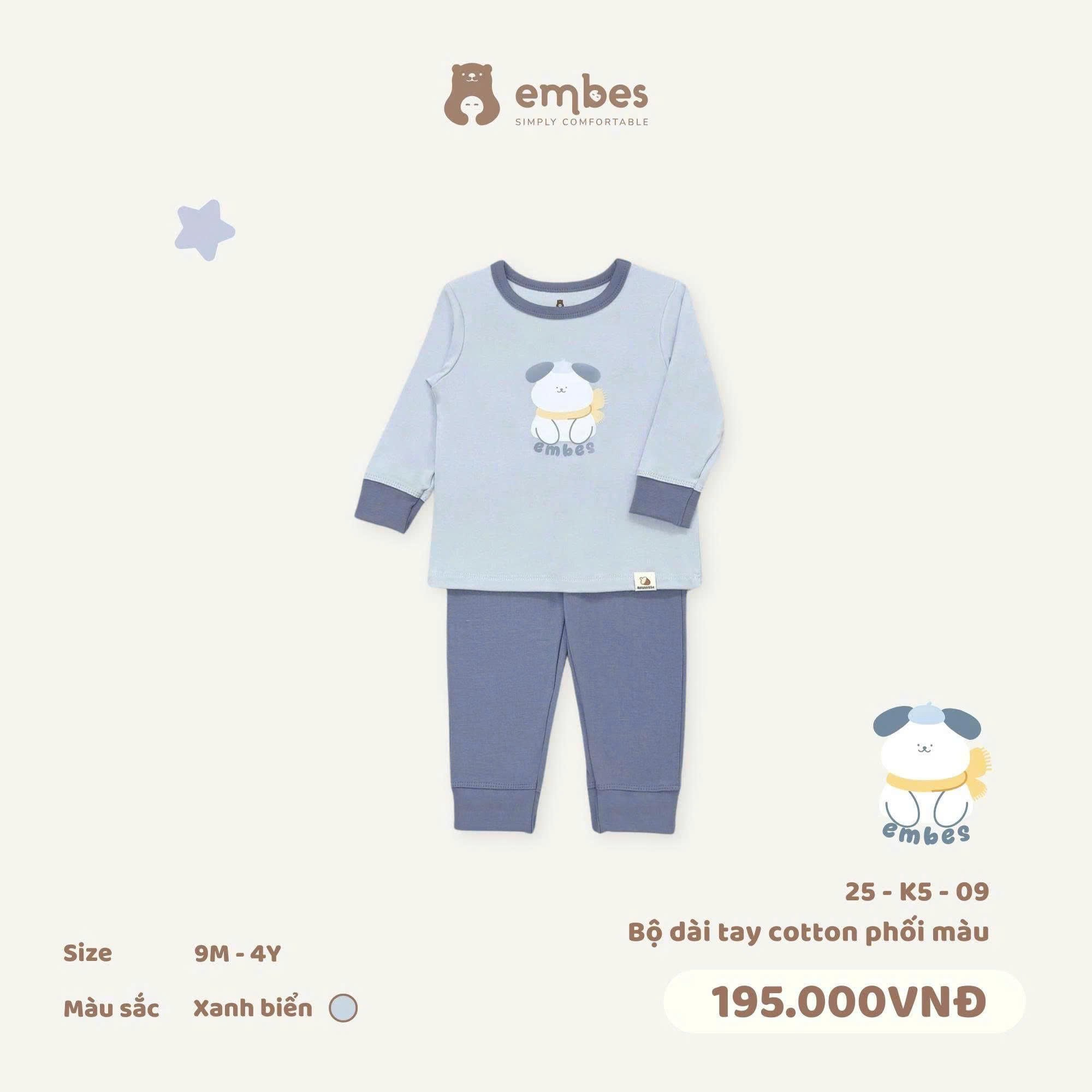 Bộ dài tay Cotton phối màu 25-K5-09