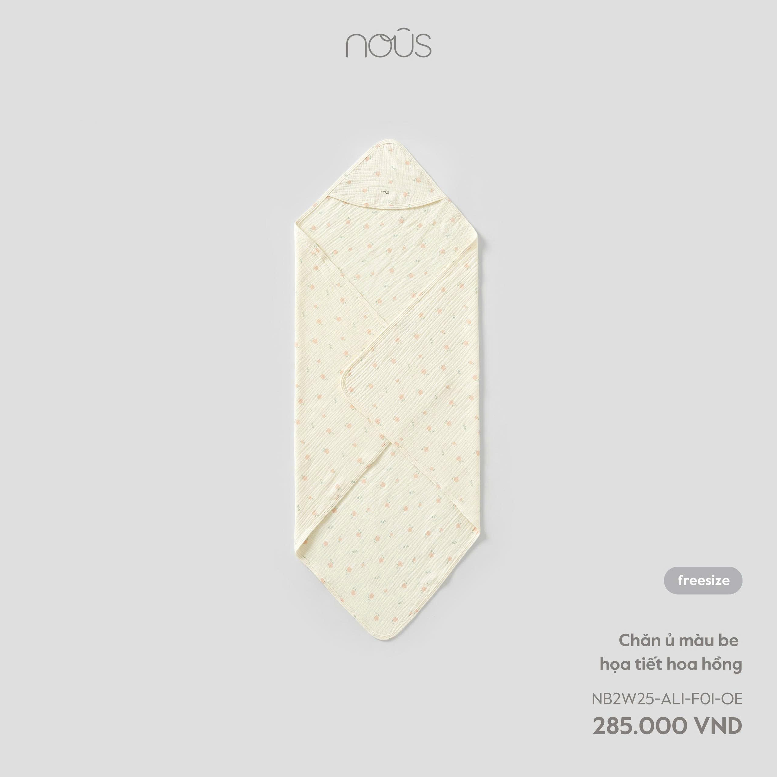 Chăn ủ màu be họa tiết hoa hồng