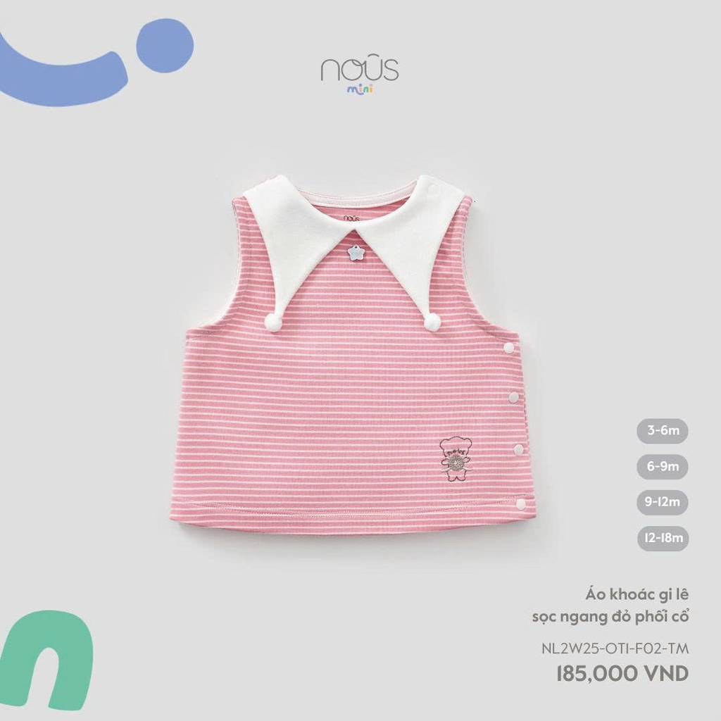 Áo khoác gi lê sọc ngang đỏ phối cổ