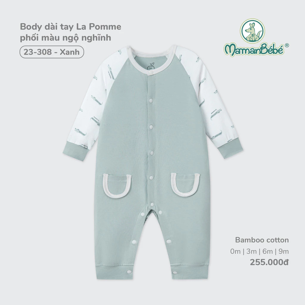 Body dài tay La Pomme phối màu ngộ nghĩnh