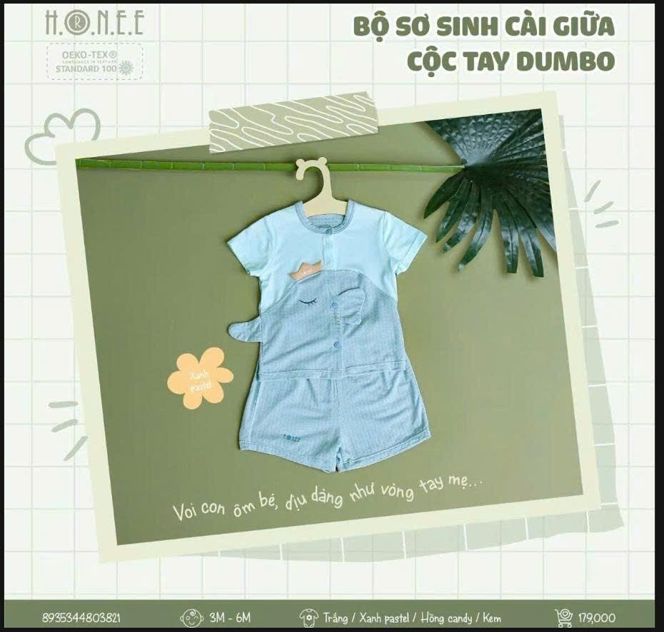 Bộ sơ sinh cài giữa cộc Dumbo - 803821