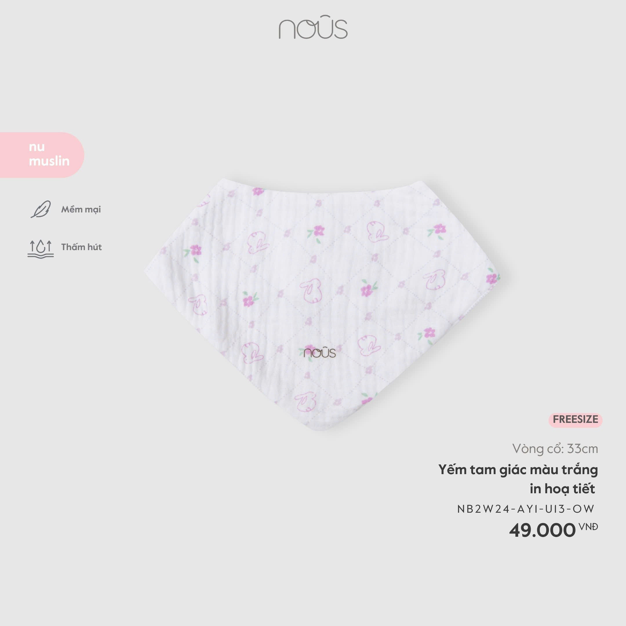 Yếm tam giác màu trắng in hoạ tiết