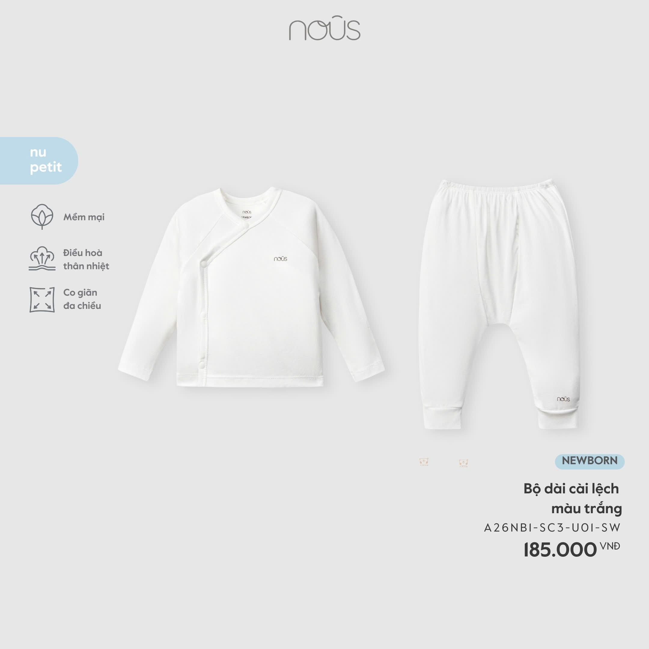 Bộ dài cài lệch màu trắng