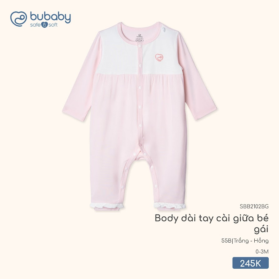 Body dài tay cài giữa bé gái SBB2102BG
