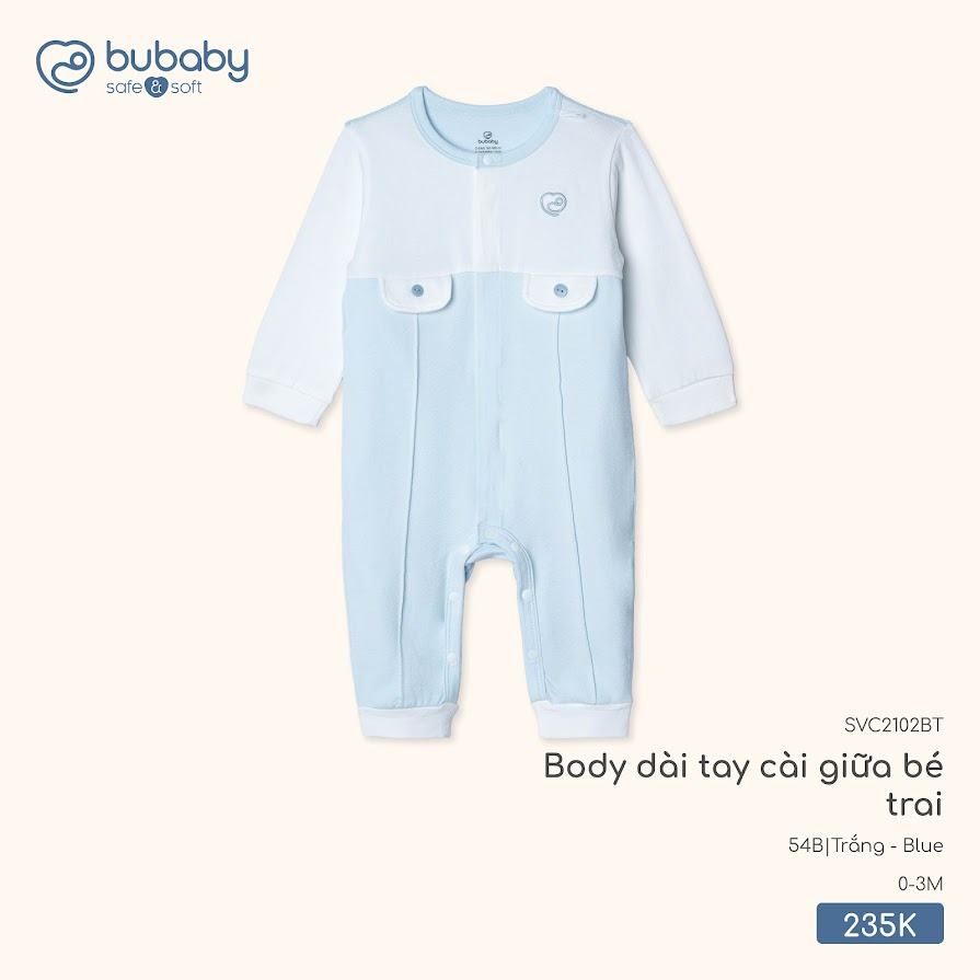 Body dài tay cài giữa bé trai SVC2102BT