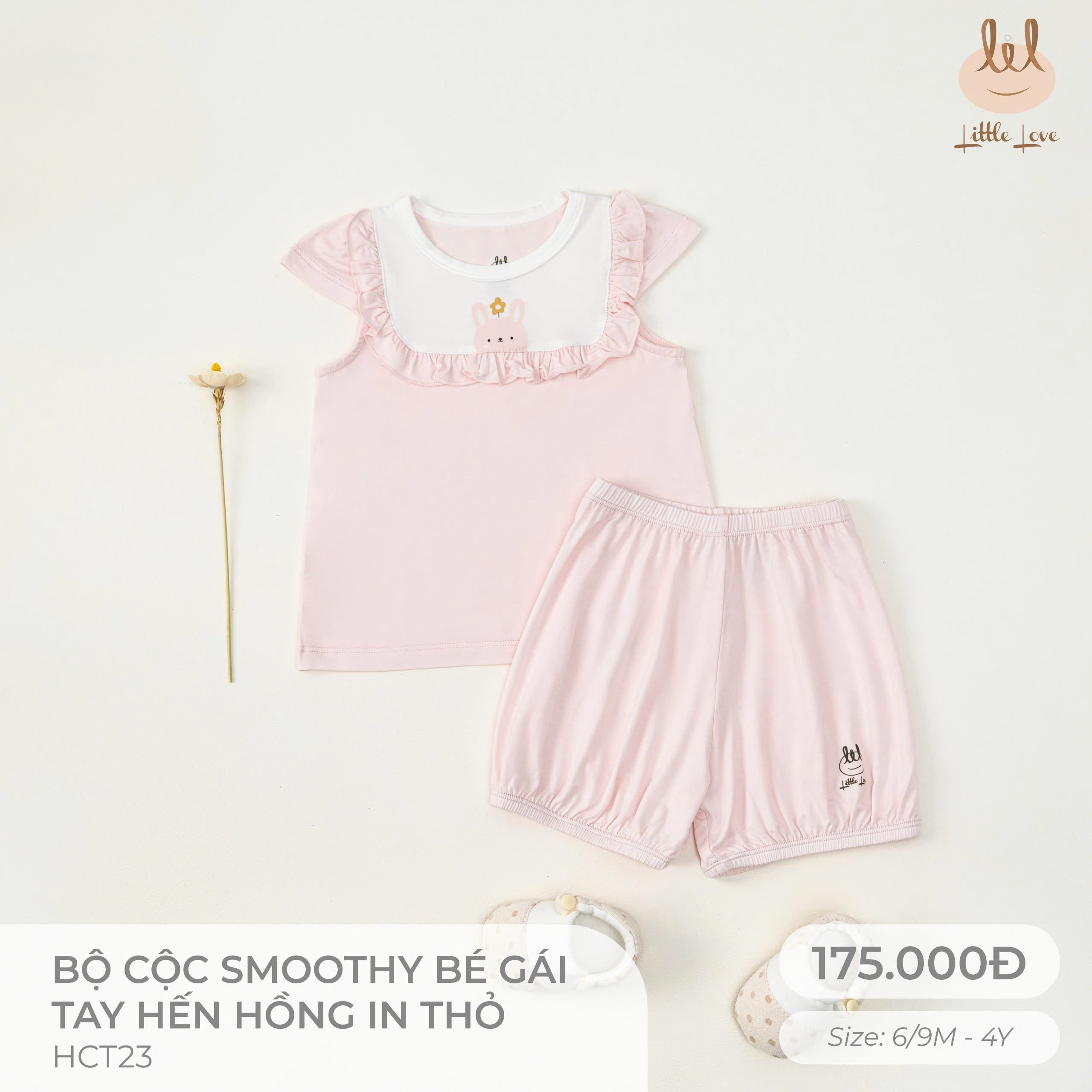 Bộ cộc smoothy bé gái tay hến HCT23
