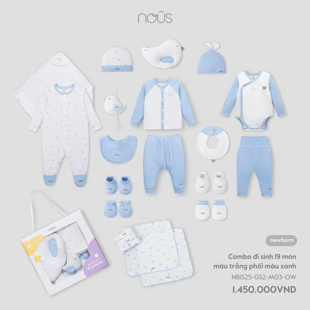 Combo đi sinh 19 món màu trắng phối màu xanh