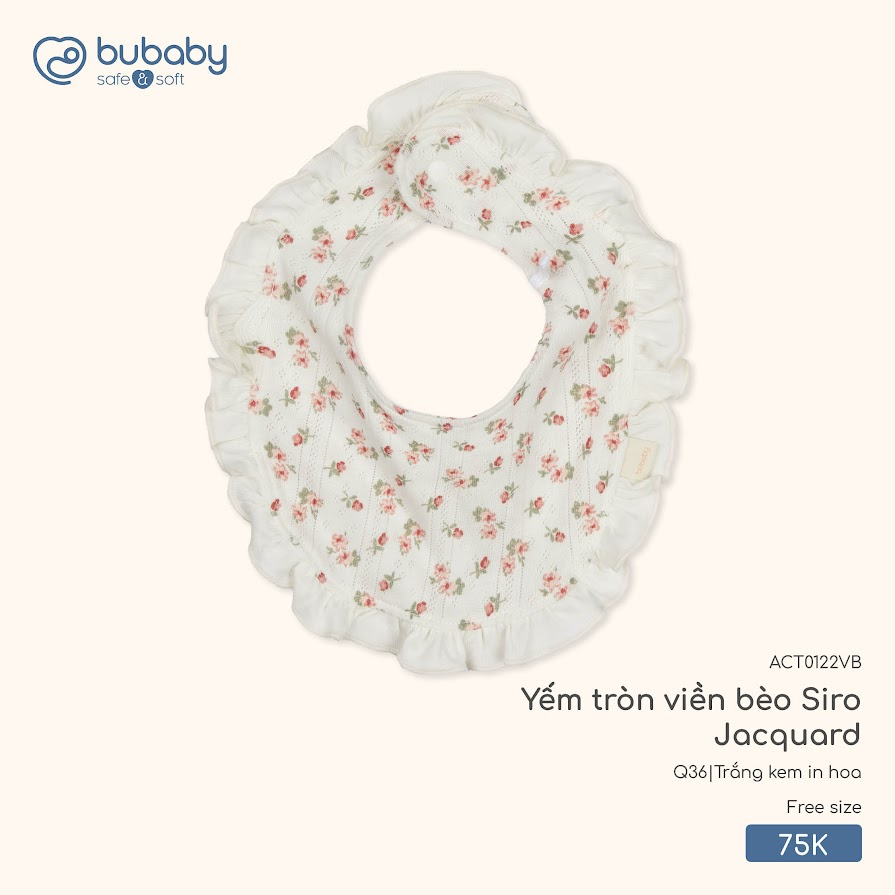 Yếm tròn viền bèo Siro Jacquard Bubaby ACT0122VB
