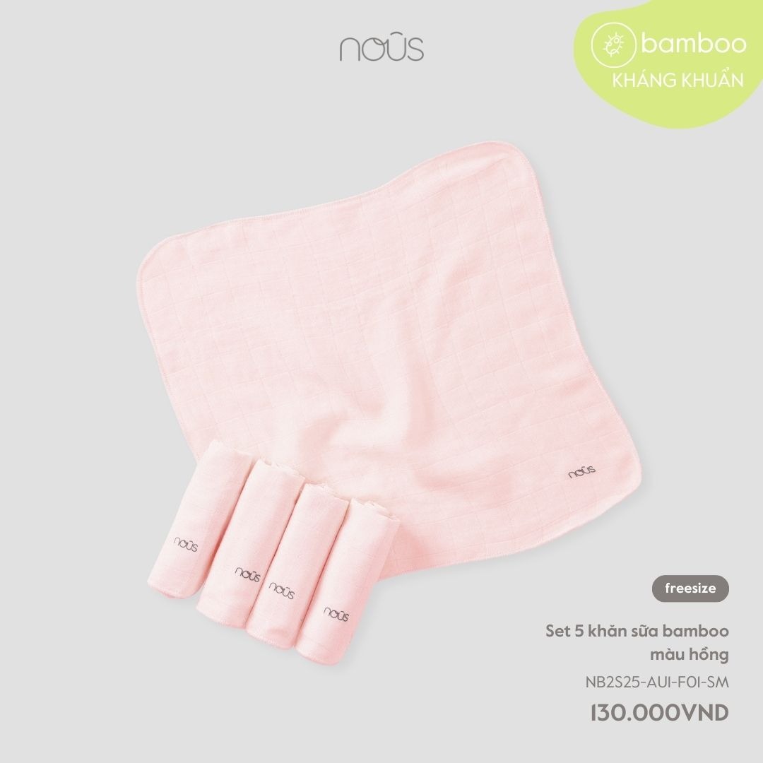 Set 5 khăn sữa bamboo màu hồng