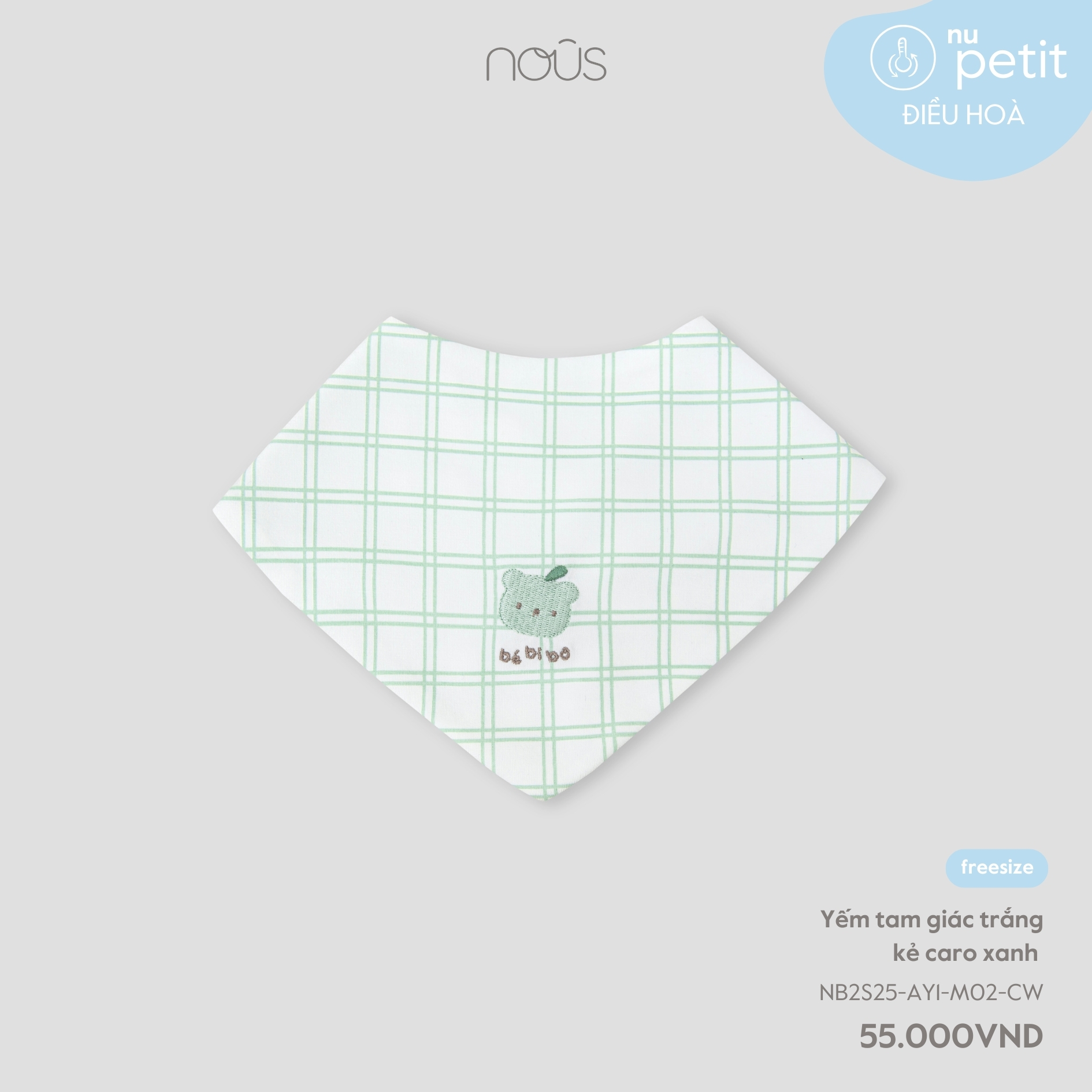 Yếm tam giác trắng kẻ caro xanh