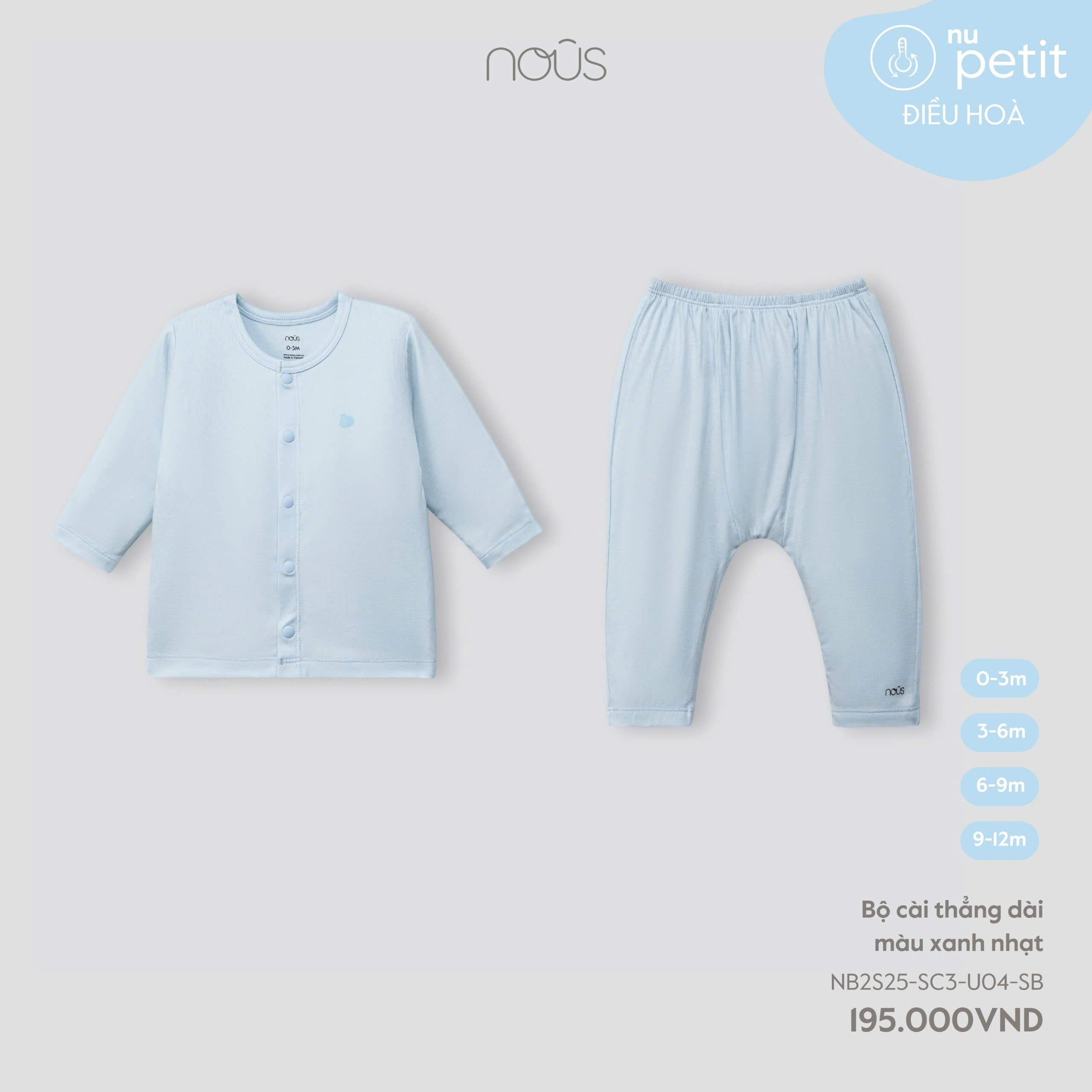 Bộ cài thẳng dài màu xanh nhạt