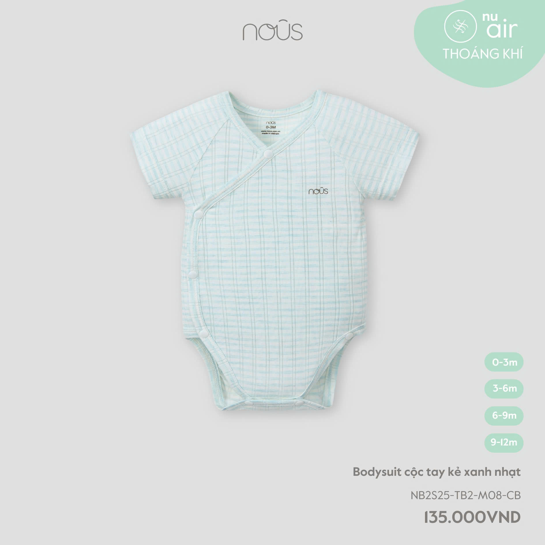 Bodysuit cộc tay kẻ xanh nhạt